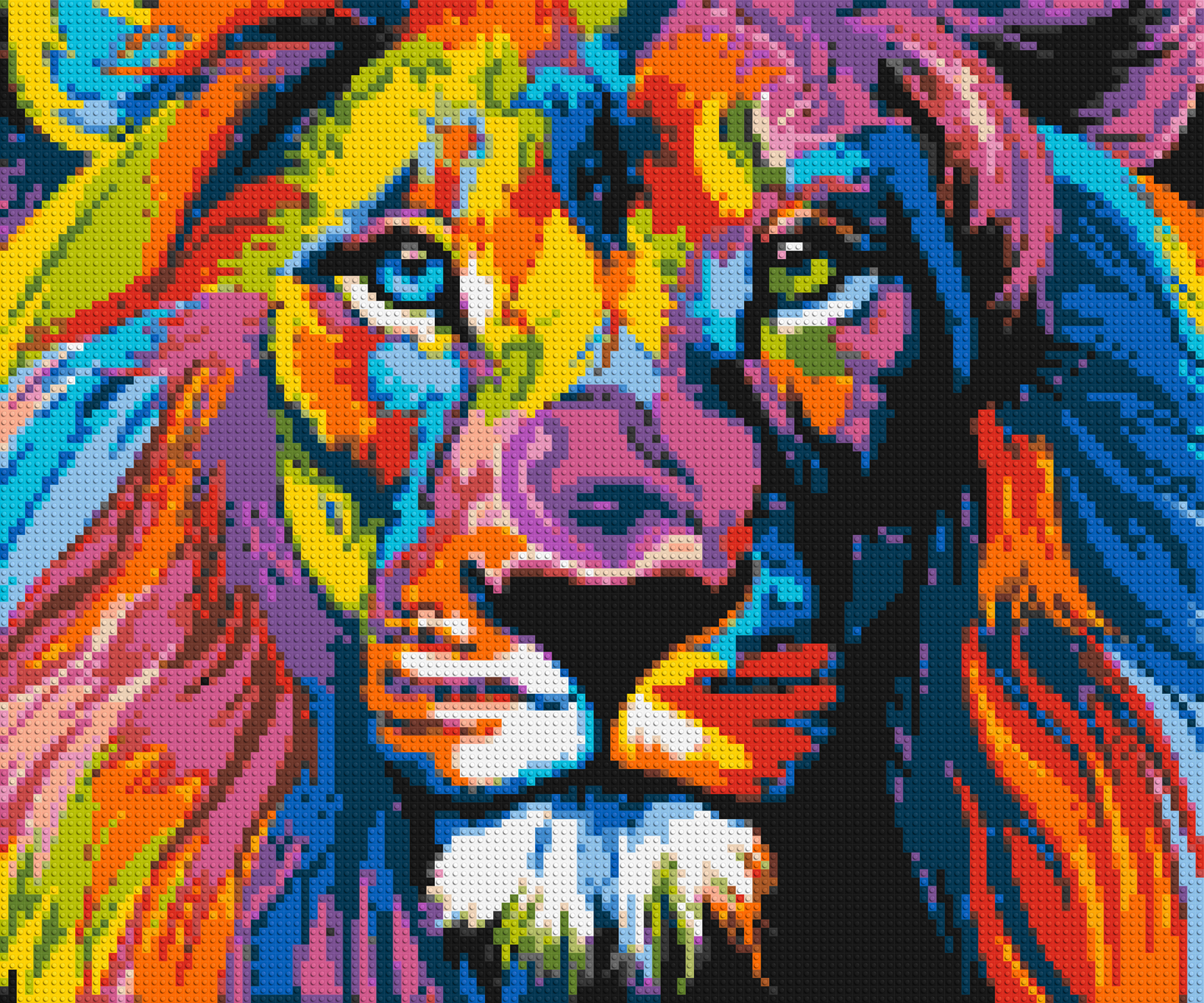 Lion Colourful Pop Art - Brick Art Mosaic Kit 6x5 large