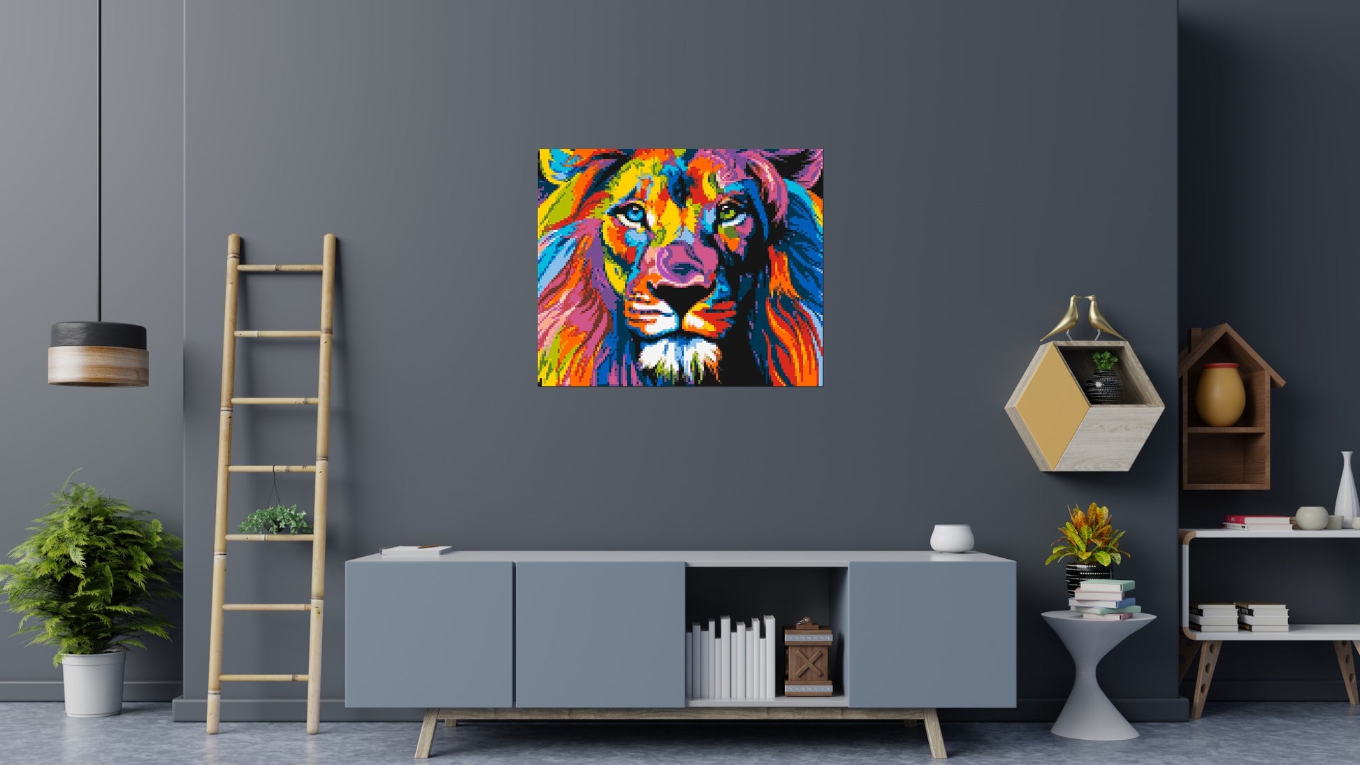 Lion Colourful Pop Art - Brick Art Mosaic Kit 6x5 scene