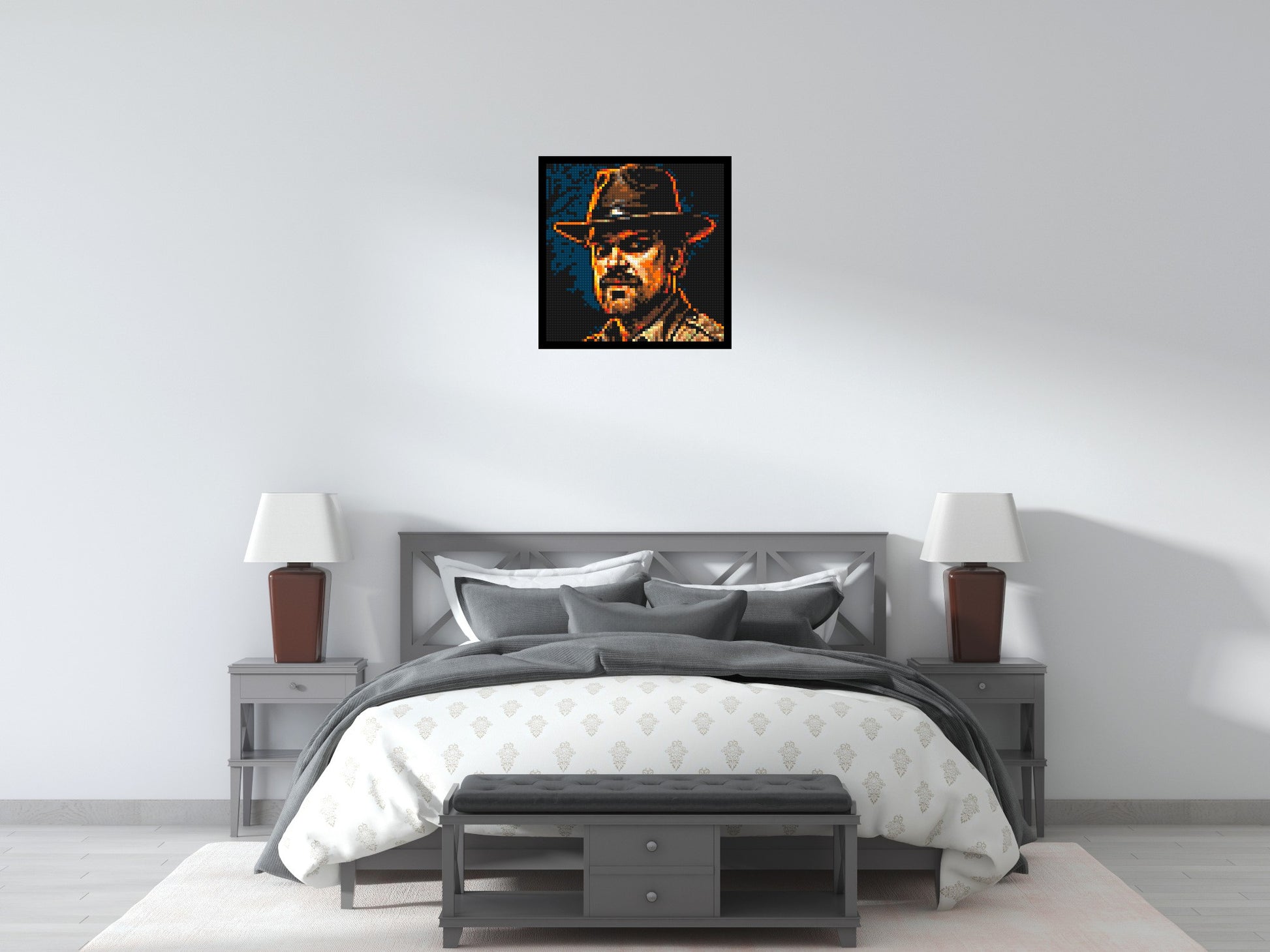 Jim Hopper - Stranger Things - Brick Art Mosaic Kit 3x3 scene with frame