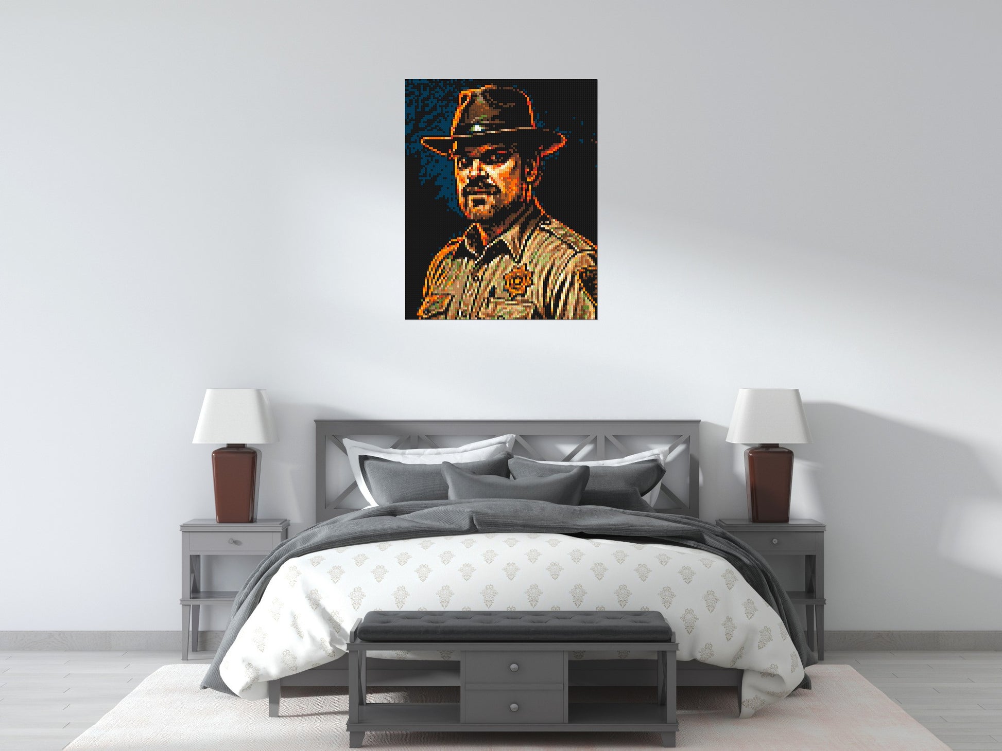 Jim Hopper - Stranger Things - Brick Art Mosaic Kit 4x5 scene