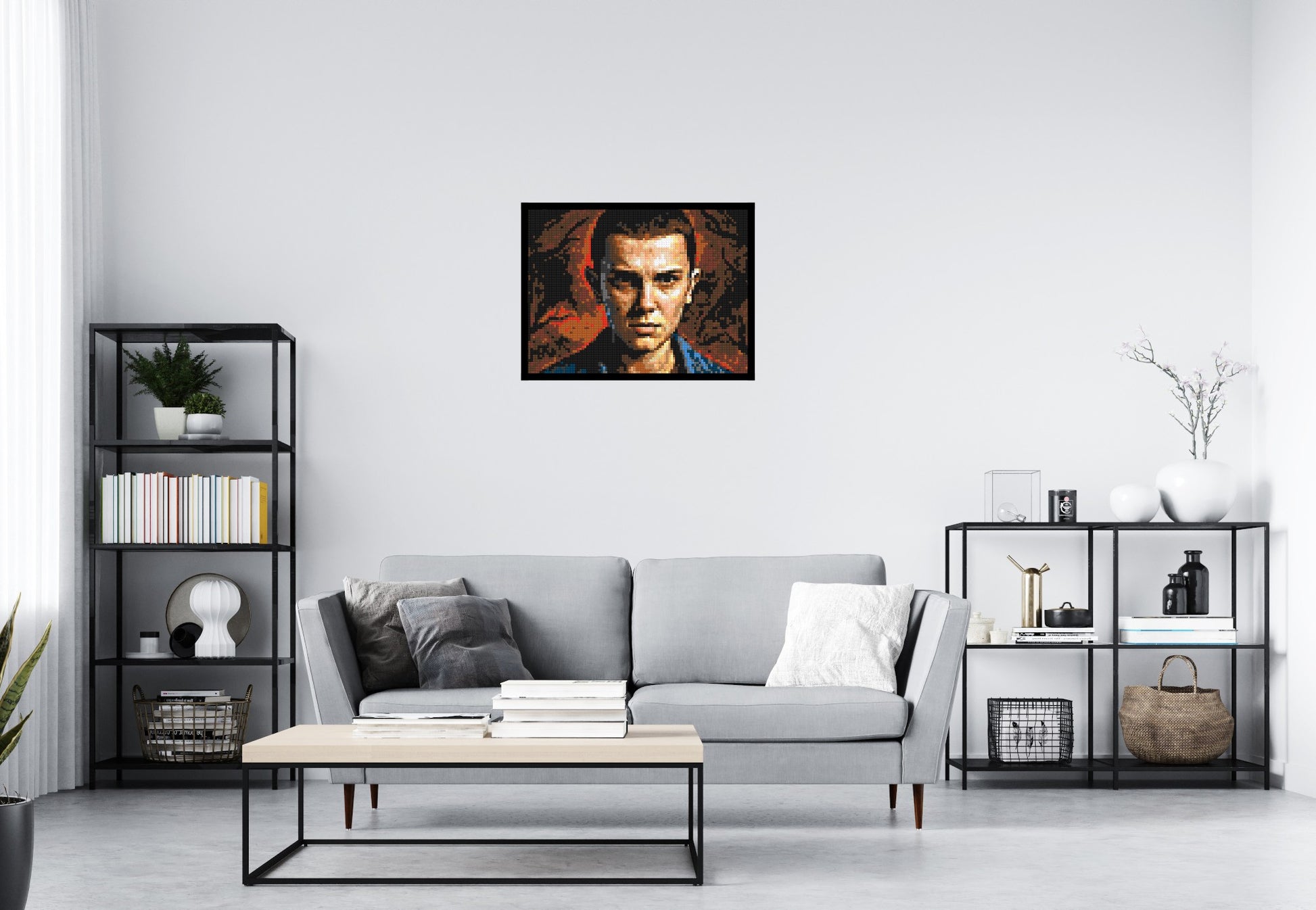 Eleven - Stranger Things - Brick Art Mosaic Kit 4x3 scene with frame