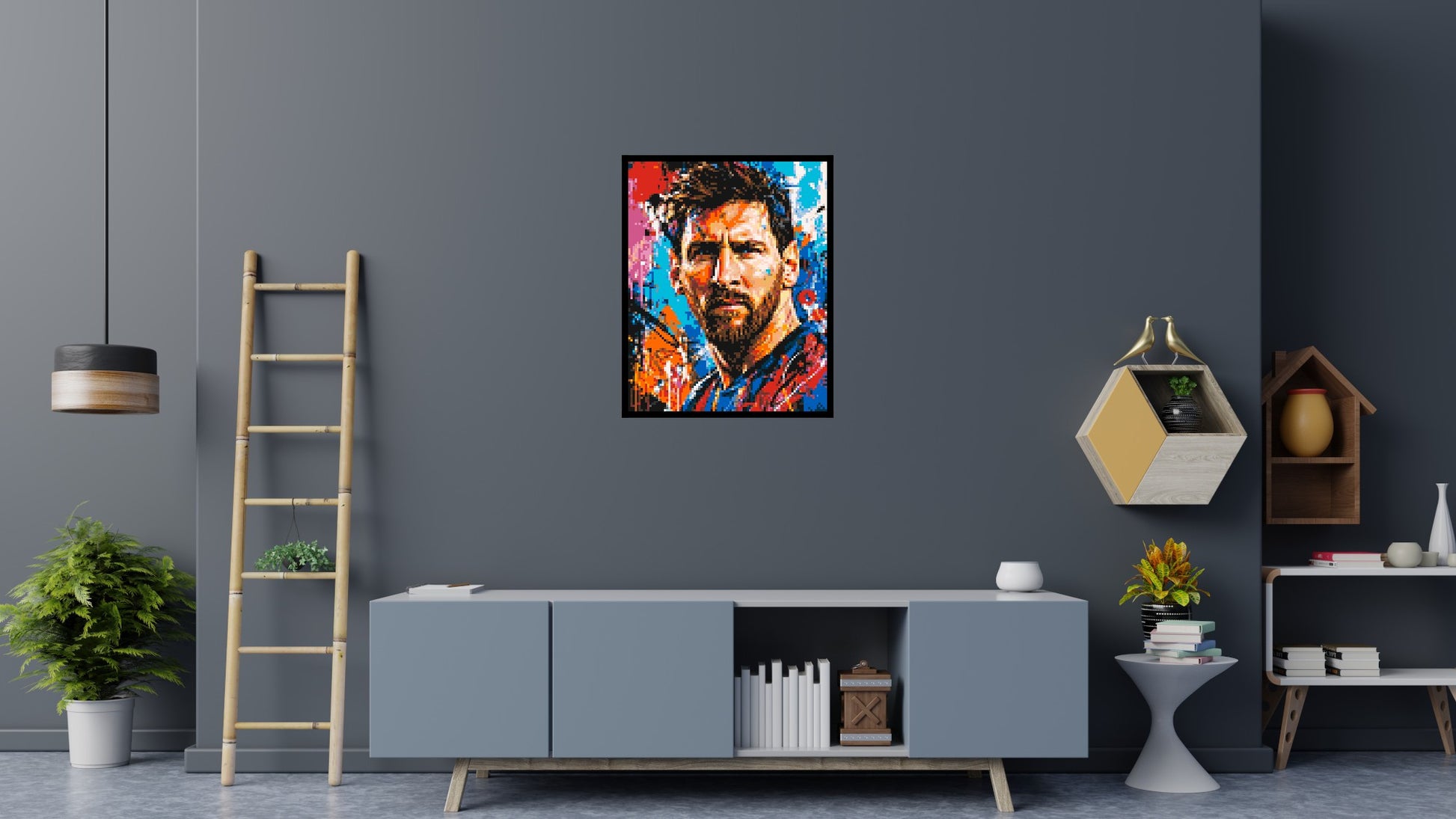 Lionel Messi Urban Pop - Brick Art Mosaic Kit 4x5 scene with frame