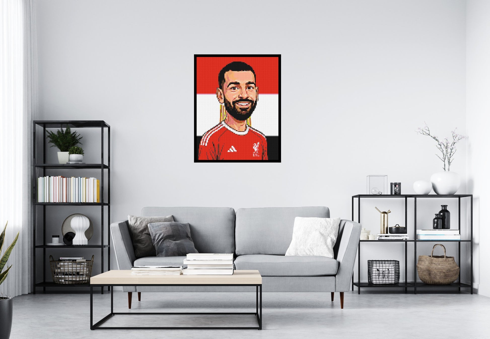 Mohamed Salah Caricature - Brick Art Mosaic Kit 4x5 scene with frame