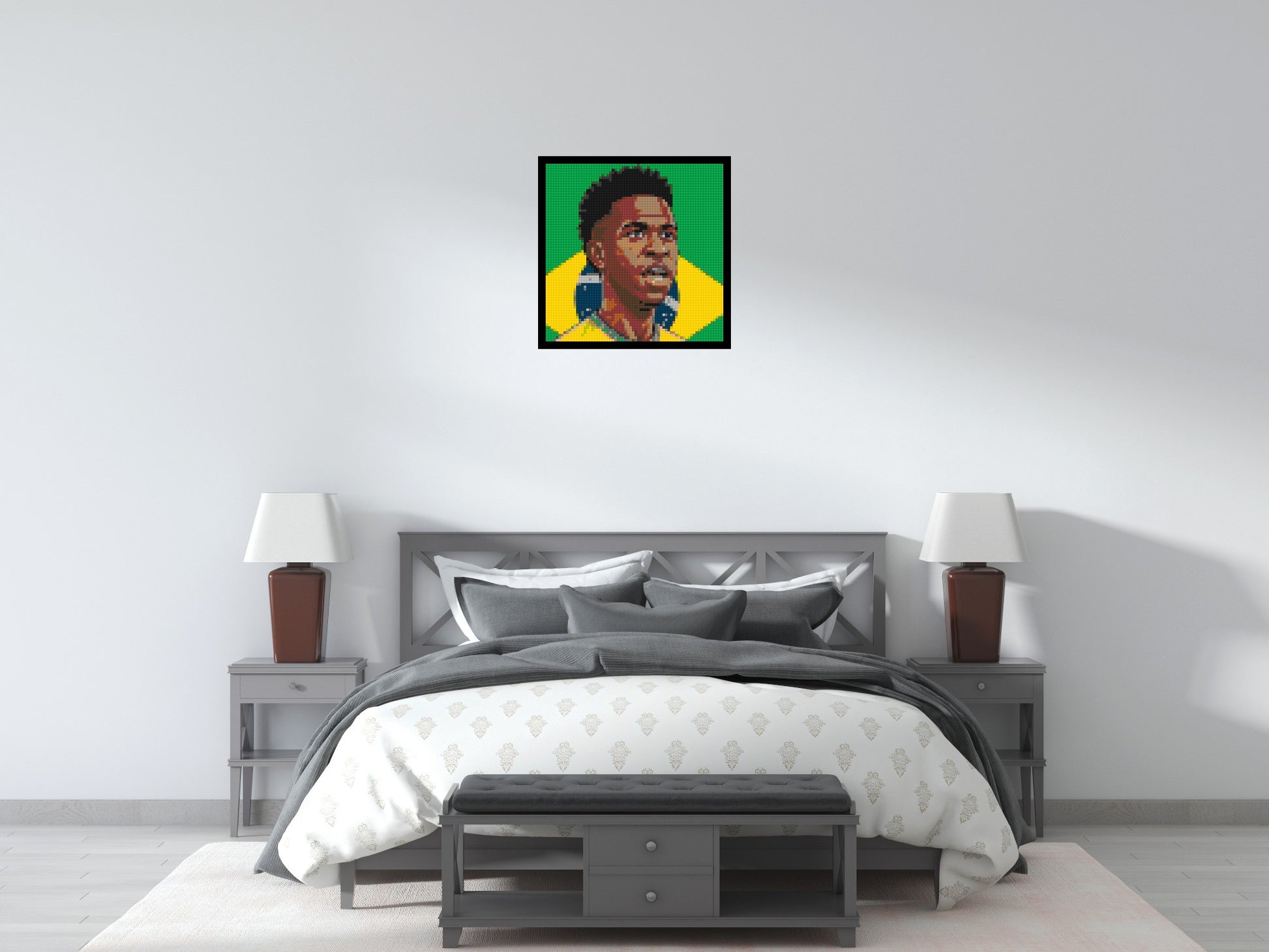 Vinícius Júnior Caricature - Brick Art Mosaic Kit 3x3 scene with frame