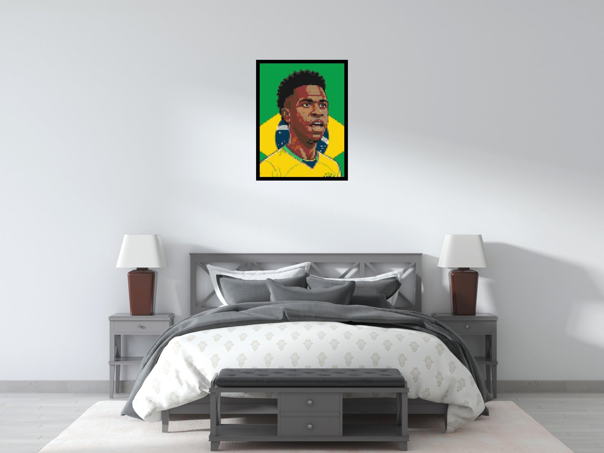 Vinícius Júnior Caricature - Brick Art Mosaic Kit 3x4 scene with frame