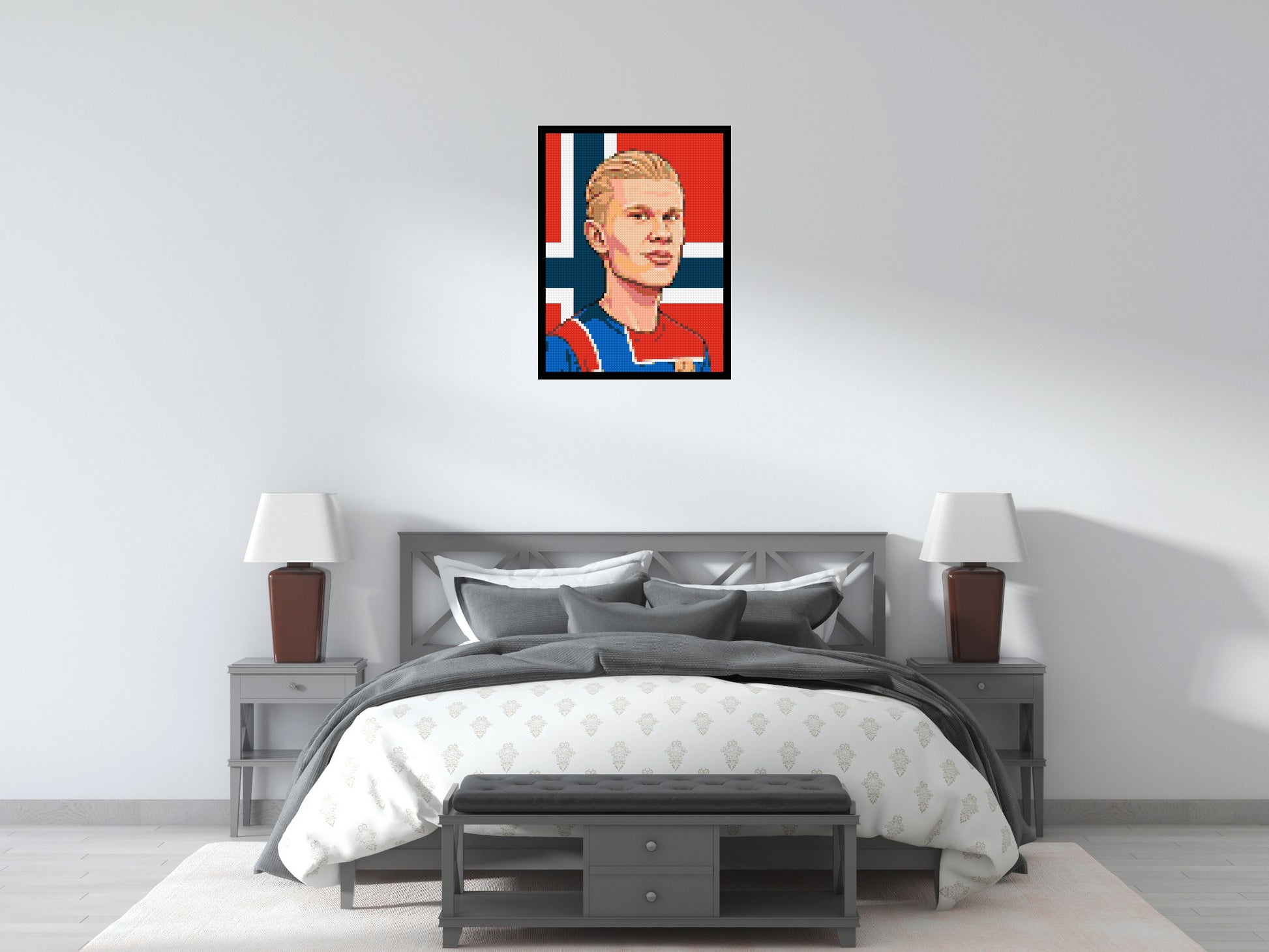 Erling Haaland Caricature - Brick Art Mosaic Kit 3x4 scene with frame