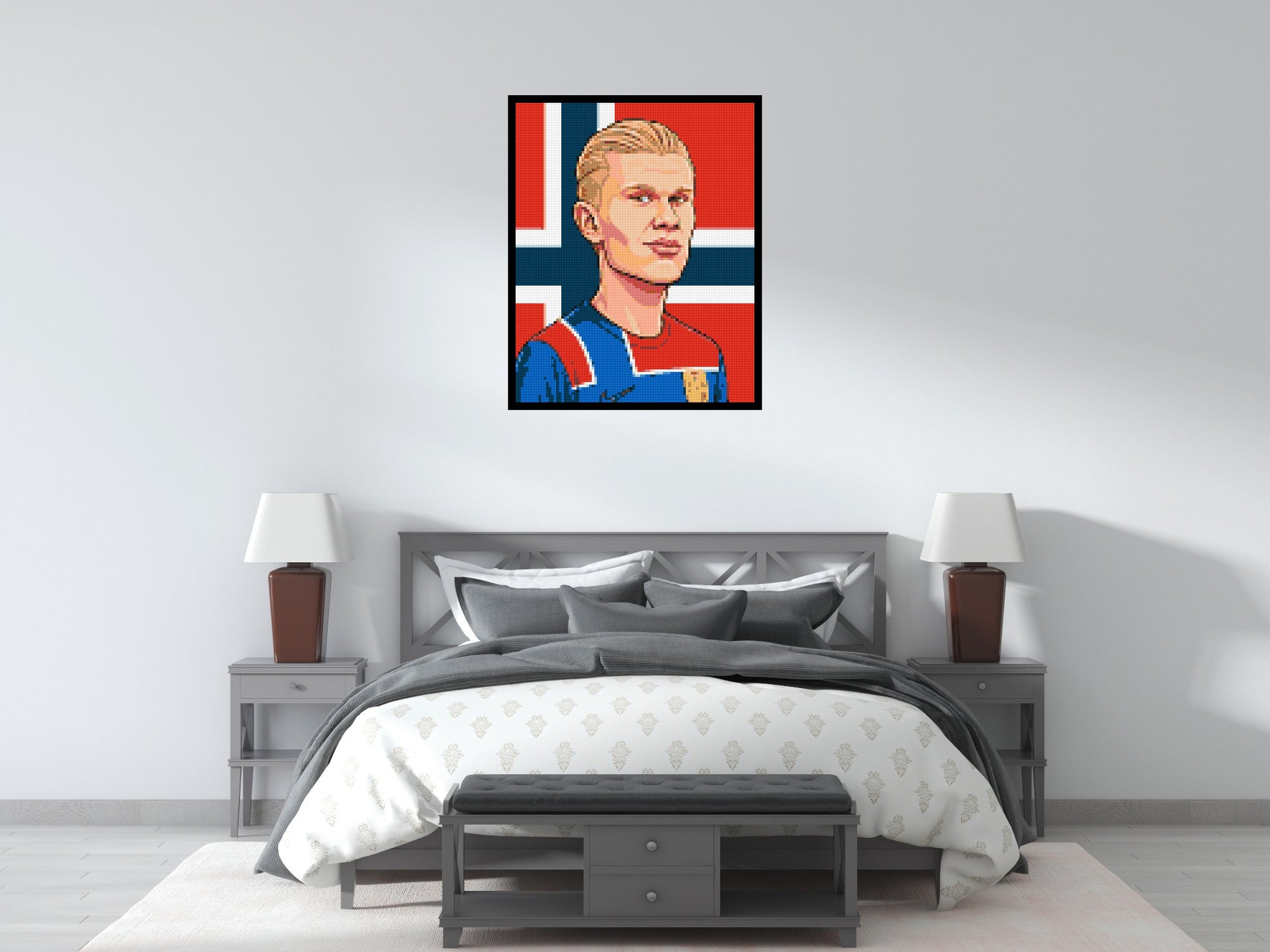 Erling Haaland Caricature - Brick Art Mosaic Kit 4x5 scene with frame