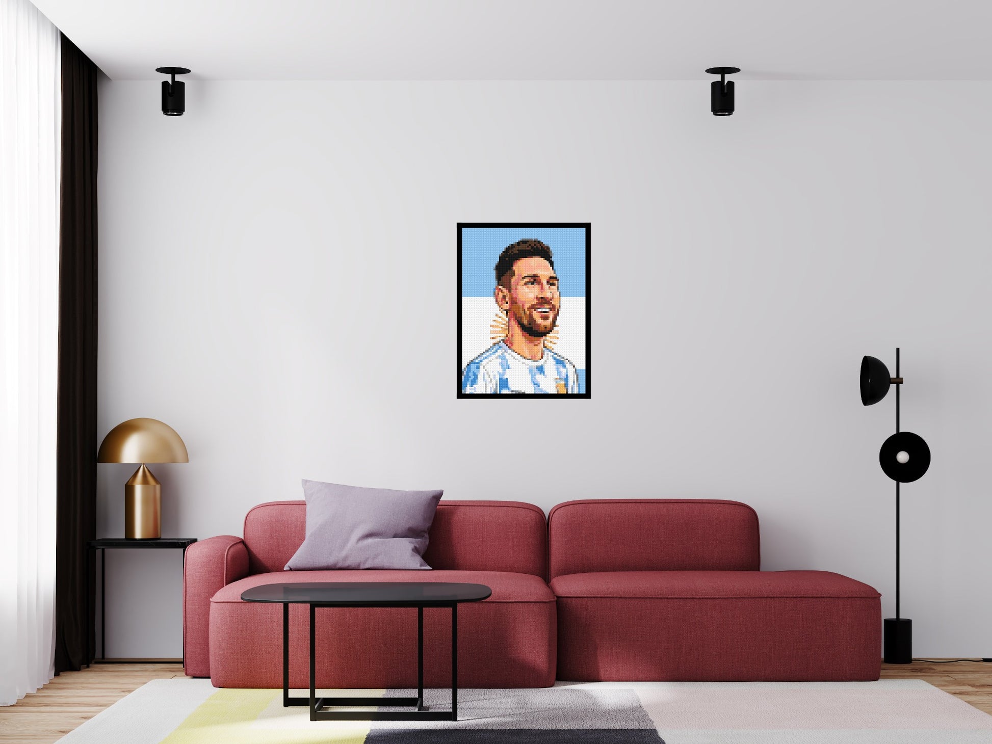 Lionel Messi Caricature - Brick Art Mosaic Kit 3x4 scene with frame
