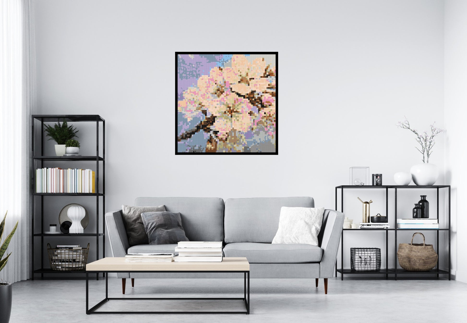 Cherry Blossom – A Moment of Fleeting Light by Joséphine Machalani - Brick Art Mosaic Kit 5x5 scene with frame