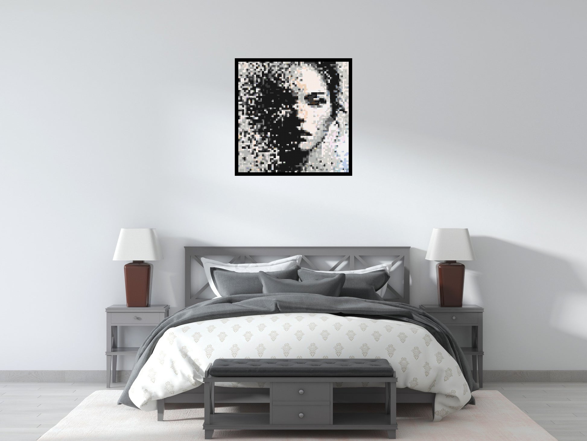 Evaporation – Between Presence and Disappearance by Joséphine Machalani - Brick Art Mosaic Kit 4x4 scene with frame