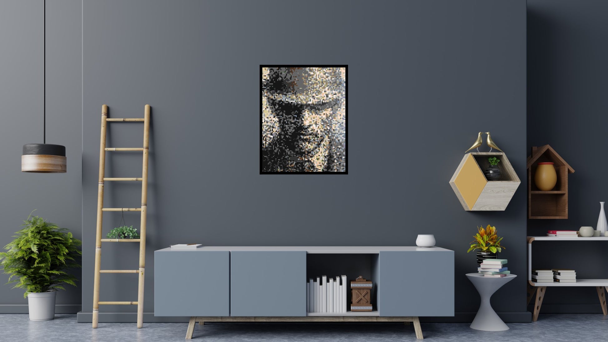 Incognito – A Presence Hidden in Plain Sight by Joséphine Machalani - Brick Art Mosaic Kit 4x5 scene with frame