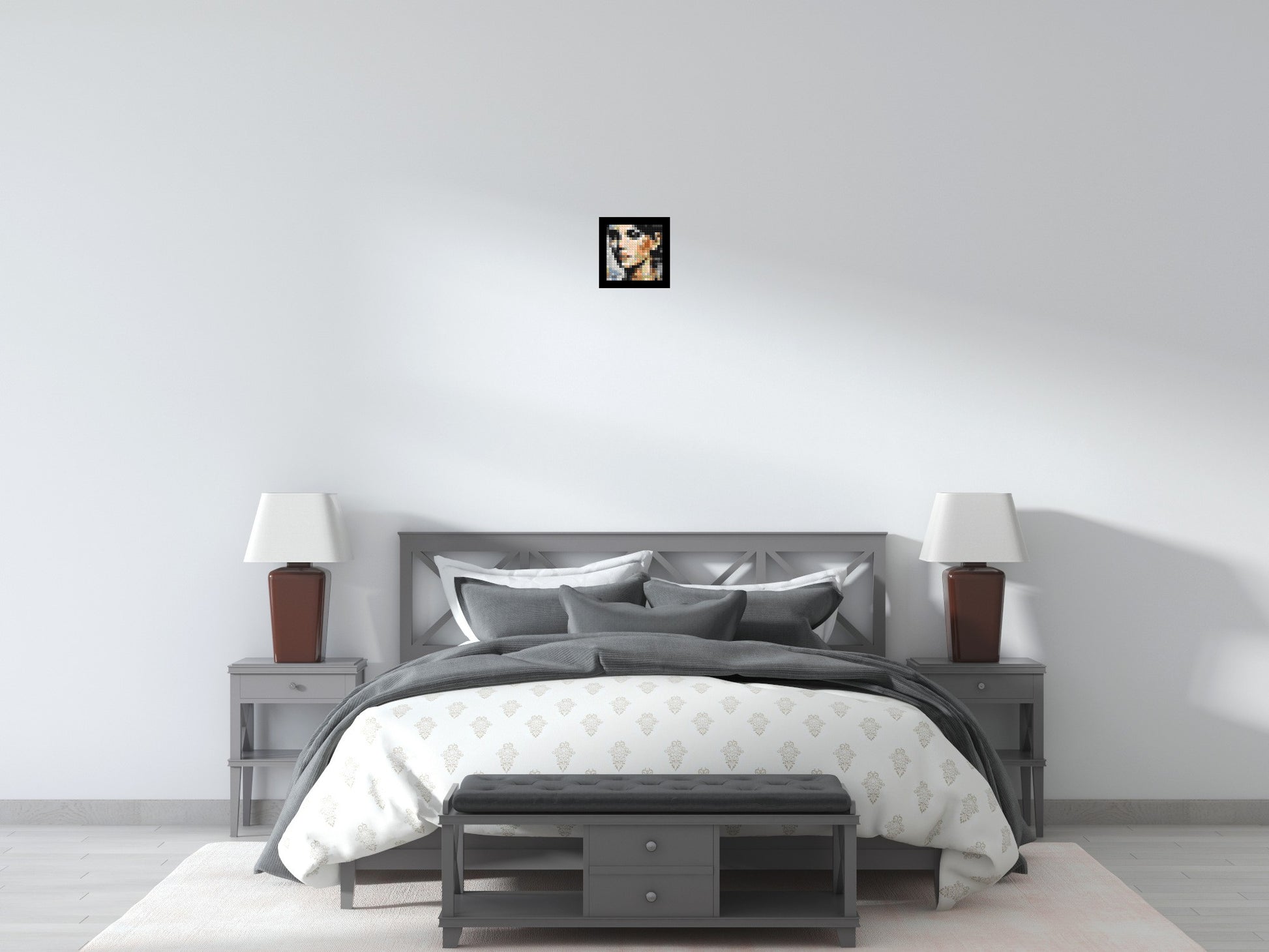 Moon – A Whisper of Silver Light by Joséphine Machalani - Brick Art Mosaic Kit 1x1 scene with frame
