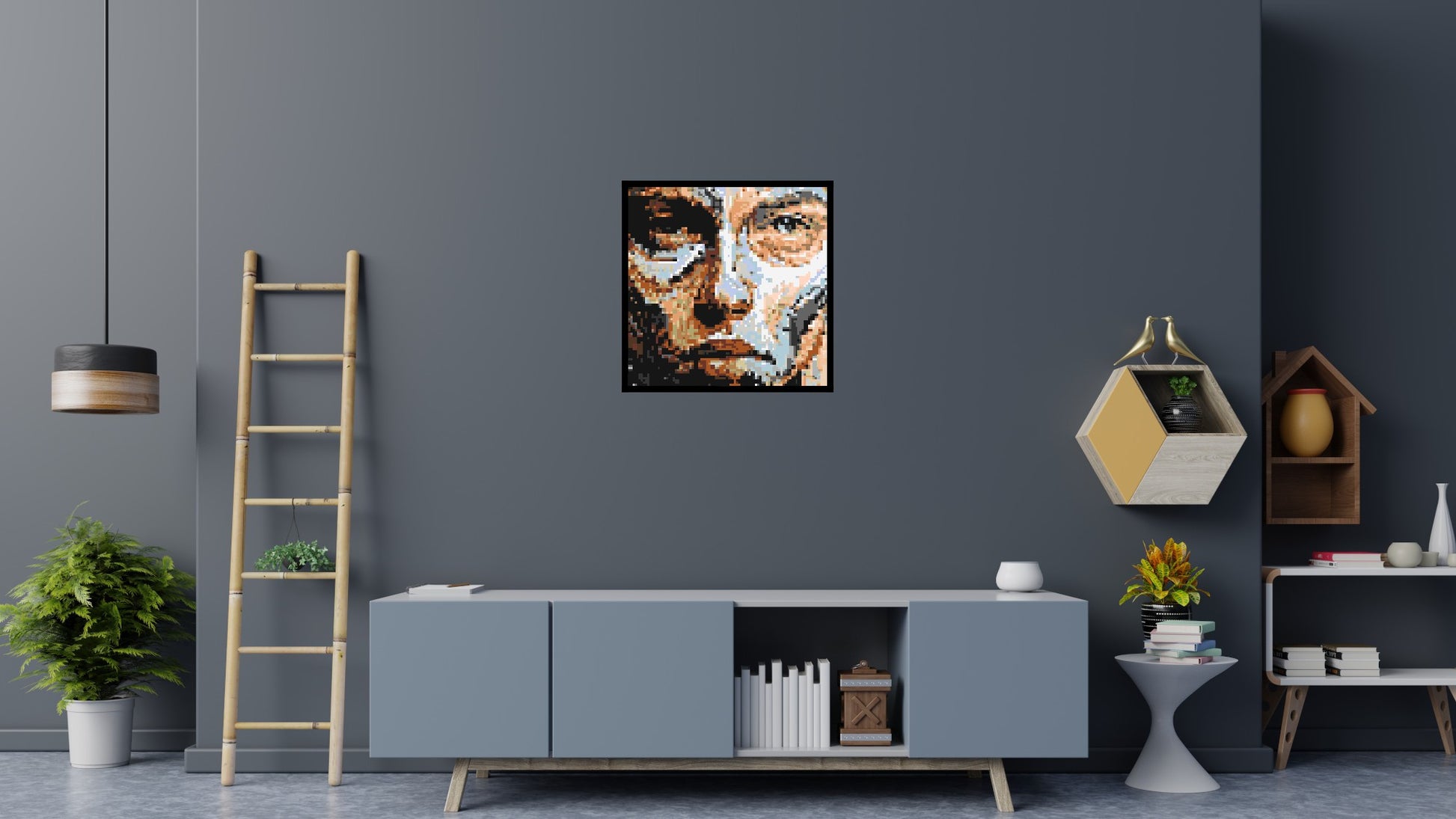 Warrior – Strength in Stillness by Joséphine Machalani - Brick Art Mosaic Kit 4x4 scene with frame