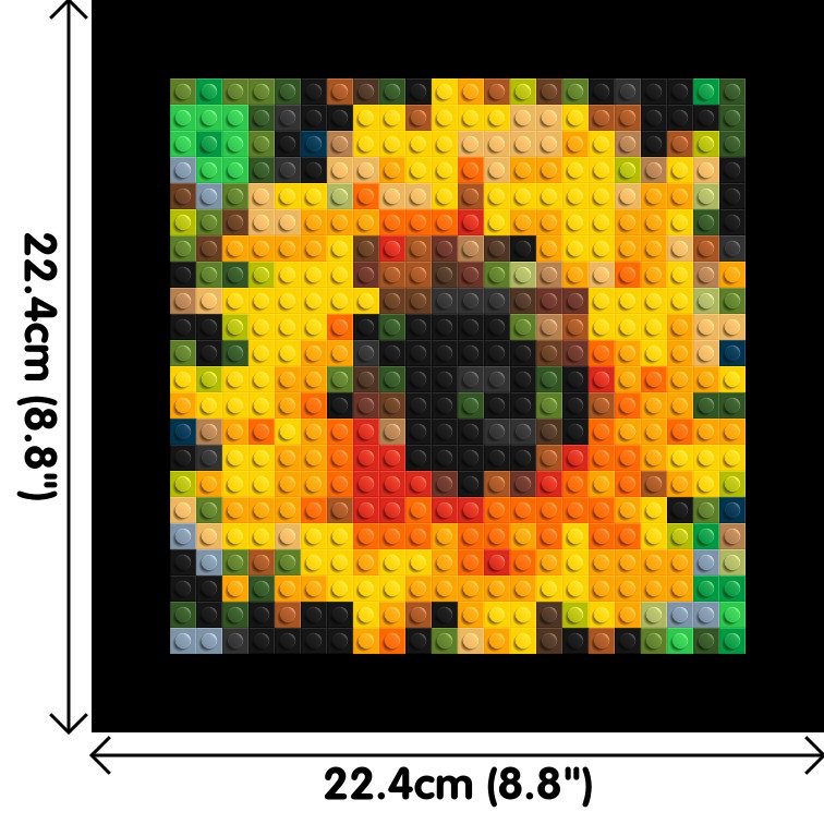 Sunflower – A Bloom of Warm Light by Joséphine Machalani - Brick Art Mosaic Kit 1x1 dimensions with frame