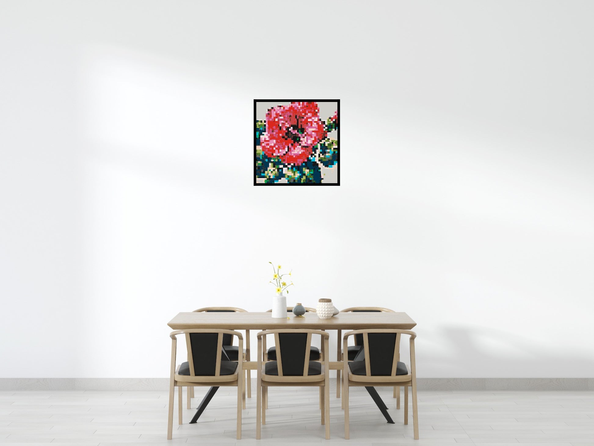 Hibiscus – A Bloom of Gentle Radiance by Joséphine Machalani - Brick Art Mosaic Kit 4x4 scene with frame