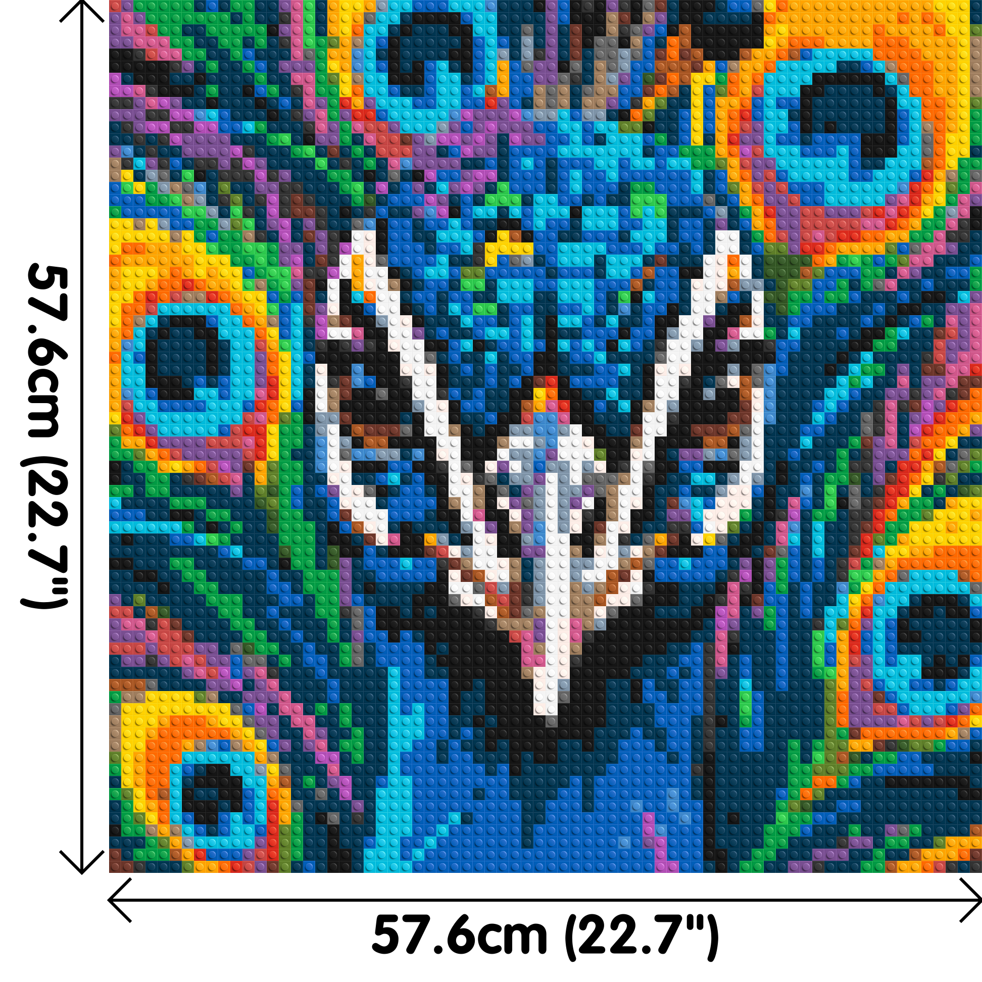 Vibrant Peacock Pop Art - Brick Art Mosaic Kit 3x3 dimensions
