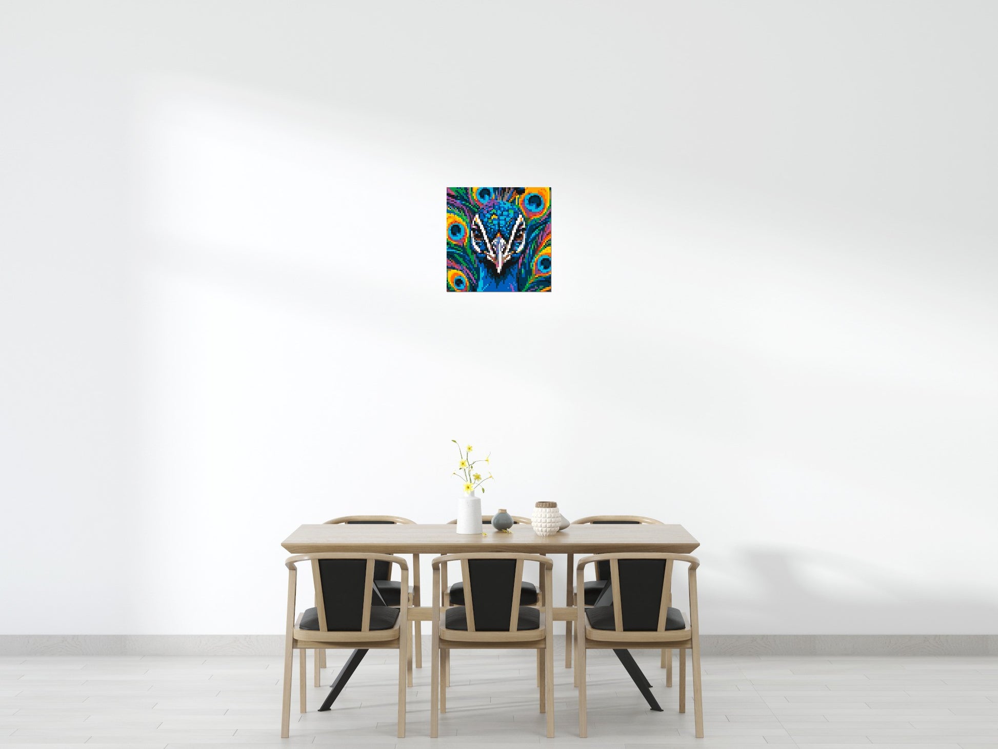 Vibrant Peacock Pop Art - Brick Art Mosaic Kit 3x3 scene