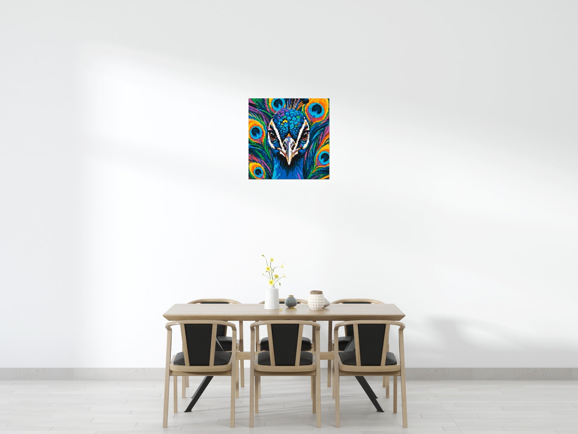 Vibrant Peacock Pop Art - Brick Art Mosaic Kit 4x4 scene