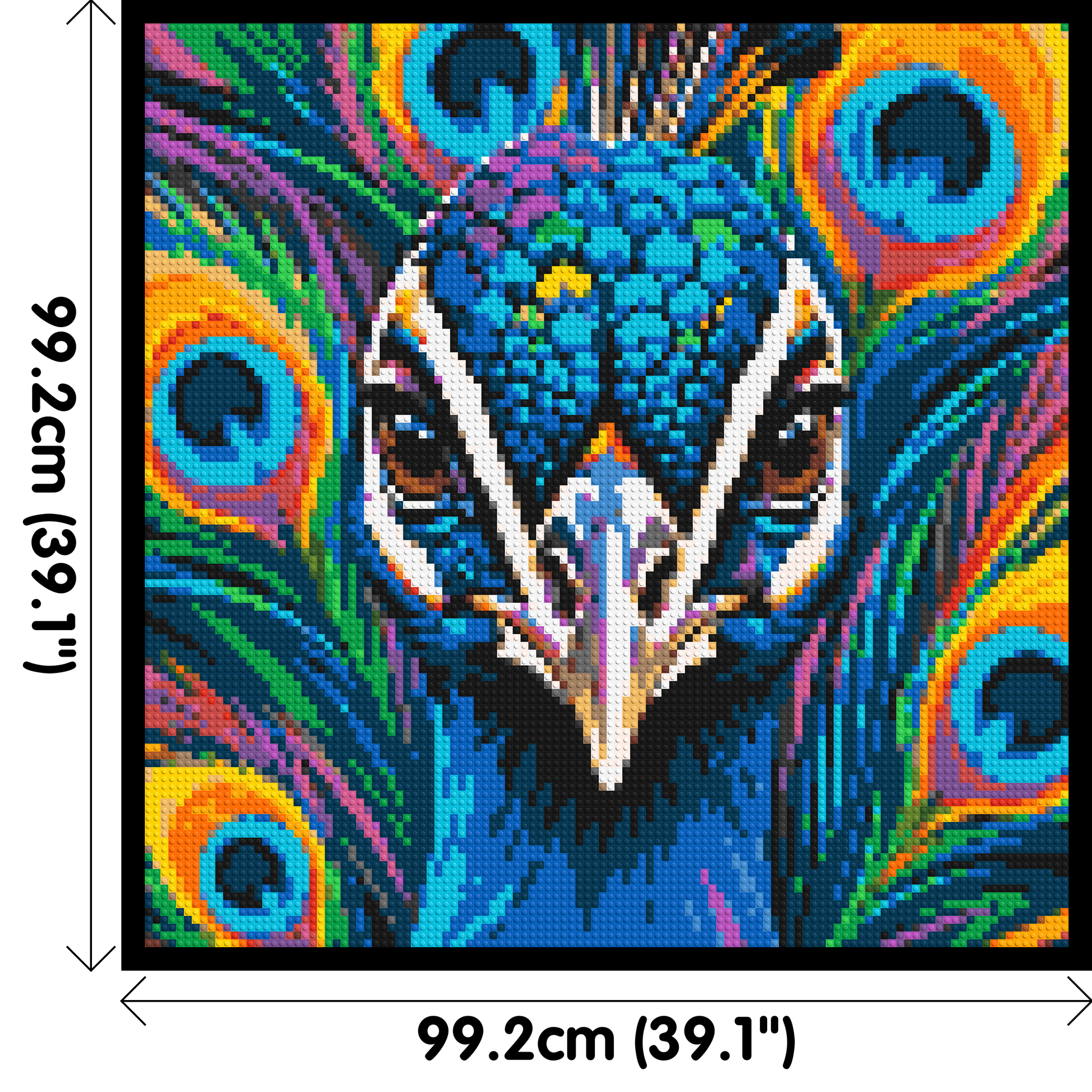Vibrant Peacock Pop Art - Brick Art Mosaic Kit 5x5 dimensions with frame