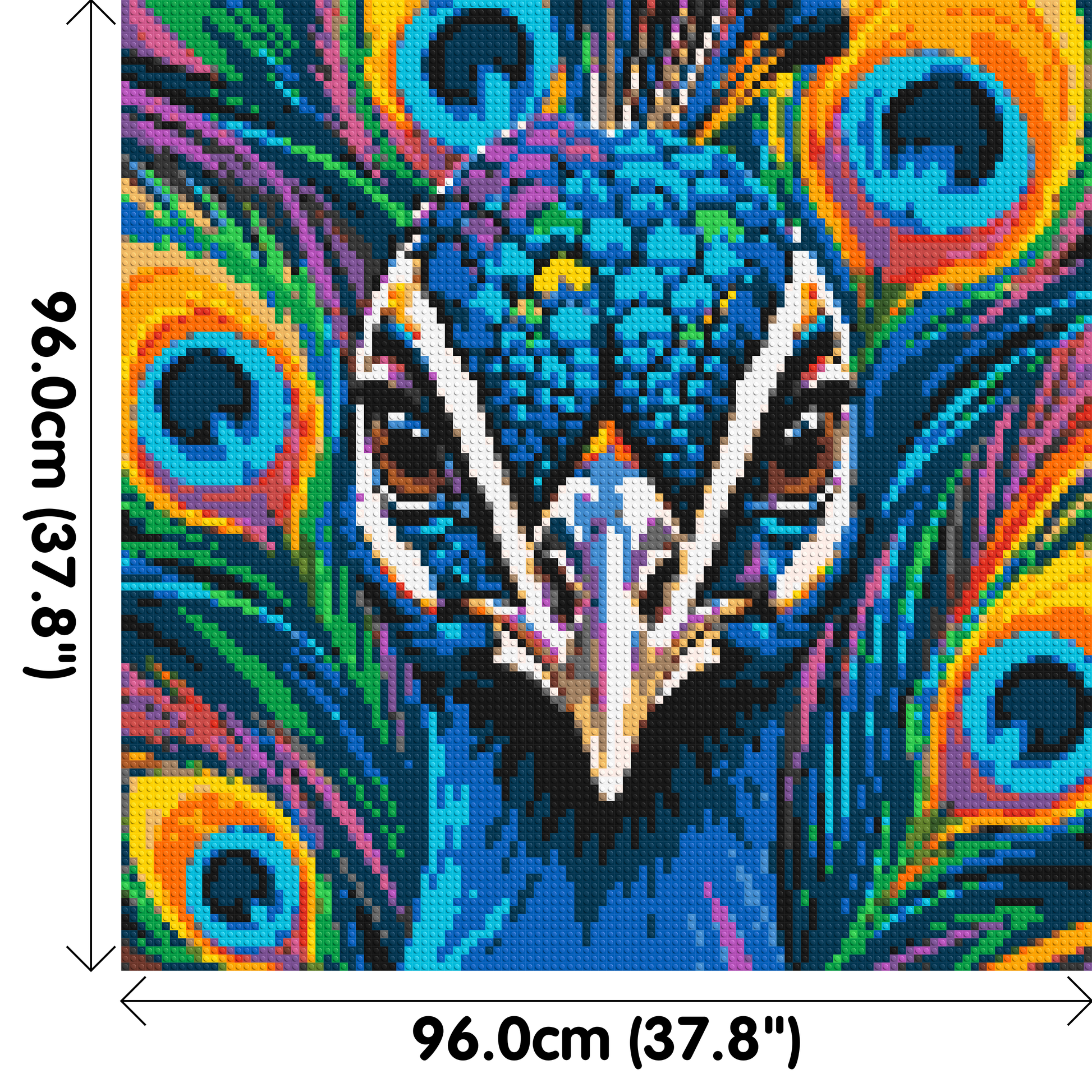 Vibrant Peacock Pop Art - Brick Art Mosaic Kit 5x5 dimensions