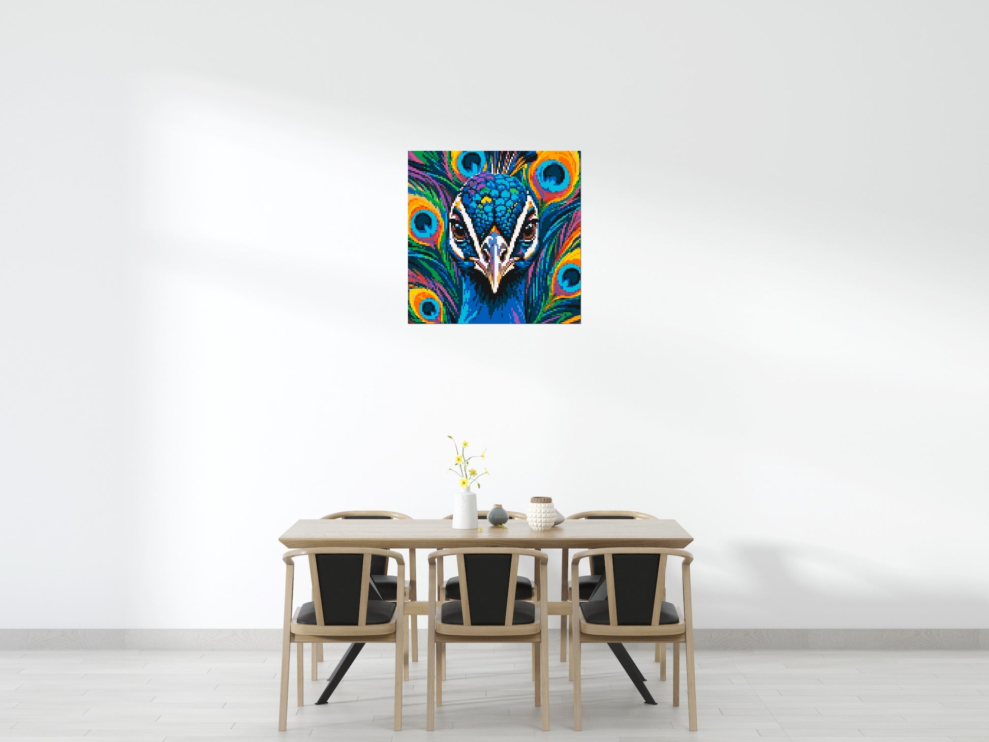 Vibrant Peacock Pop Art - Brick Art Mosaic Kit 5x5 scene