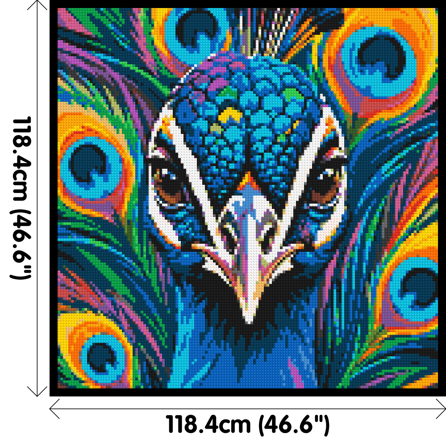 Vibrant Peacock Pop Art - Brick Art Mosaic Kit 6x6 large