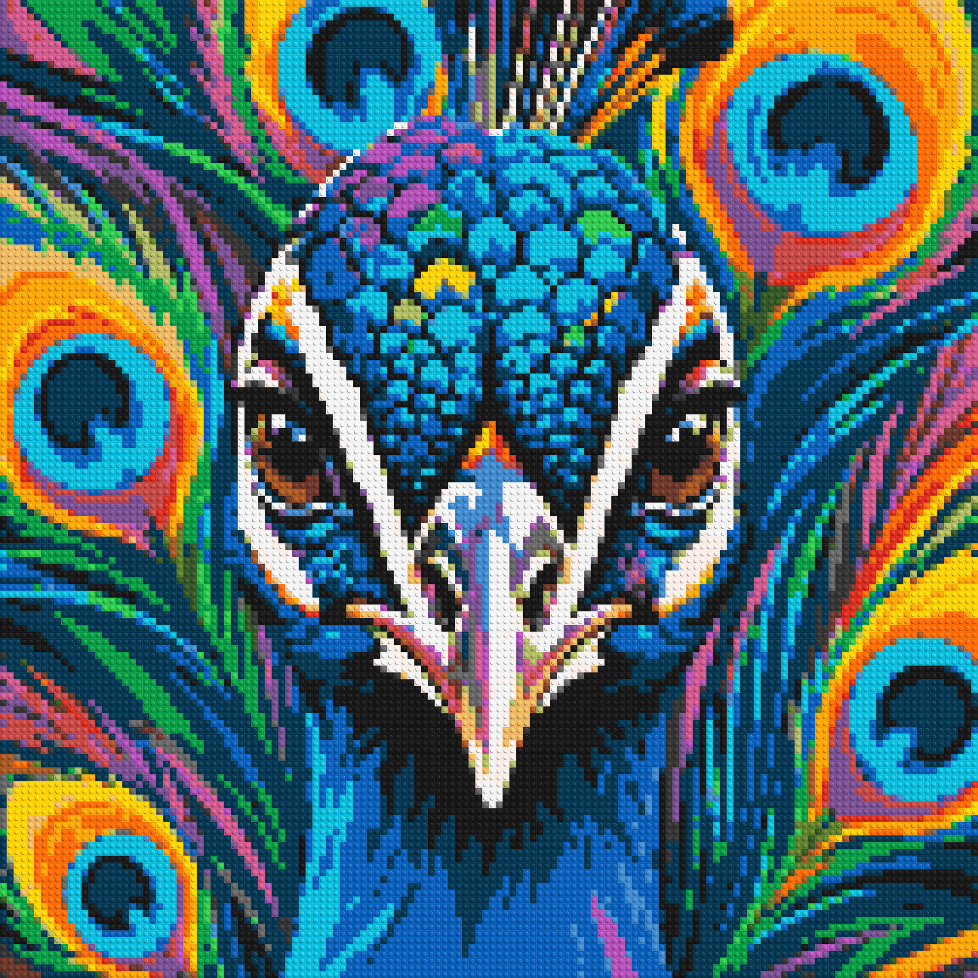 Vibrant Peacock Pop Art - Brick Art Mosaic Kit 6x6 large