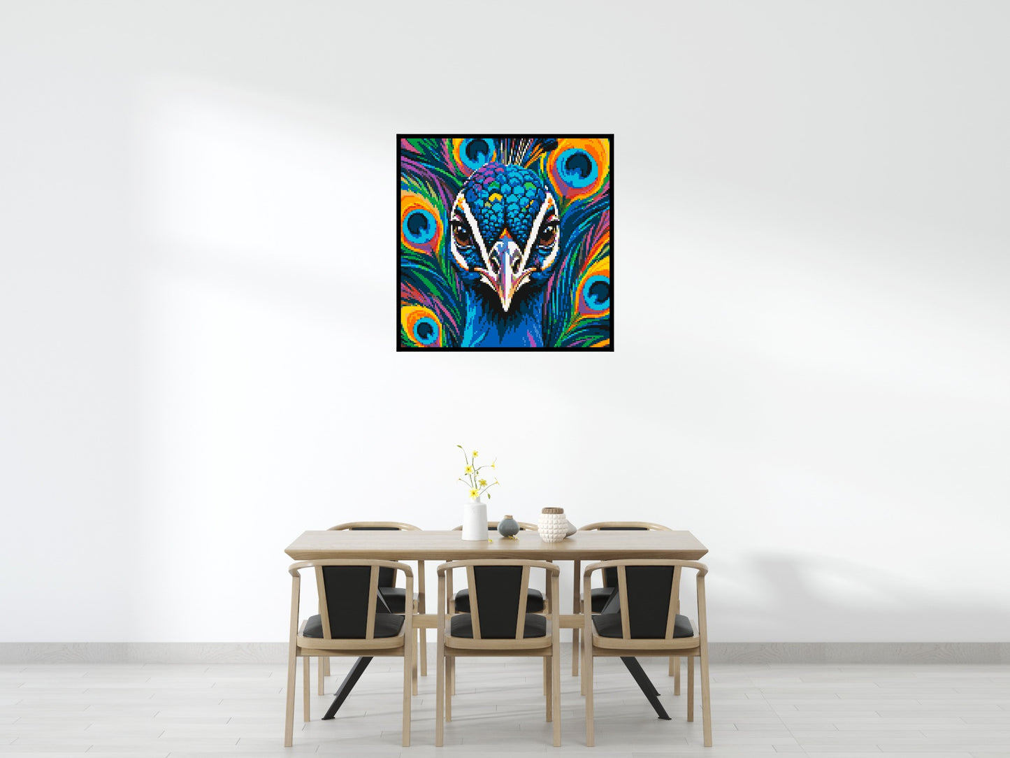 Vibrant Peacock Pop Art - Brick Art Mosaic Kit 6x6 large