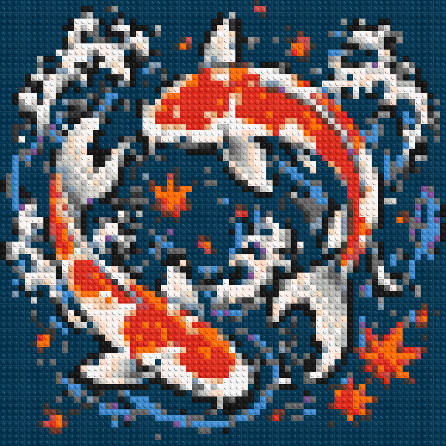 Japanese Ukiyo-e Style Swimming Koi Fish Yin Yang - Brick Art Mosaic Kit 3x3 large