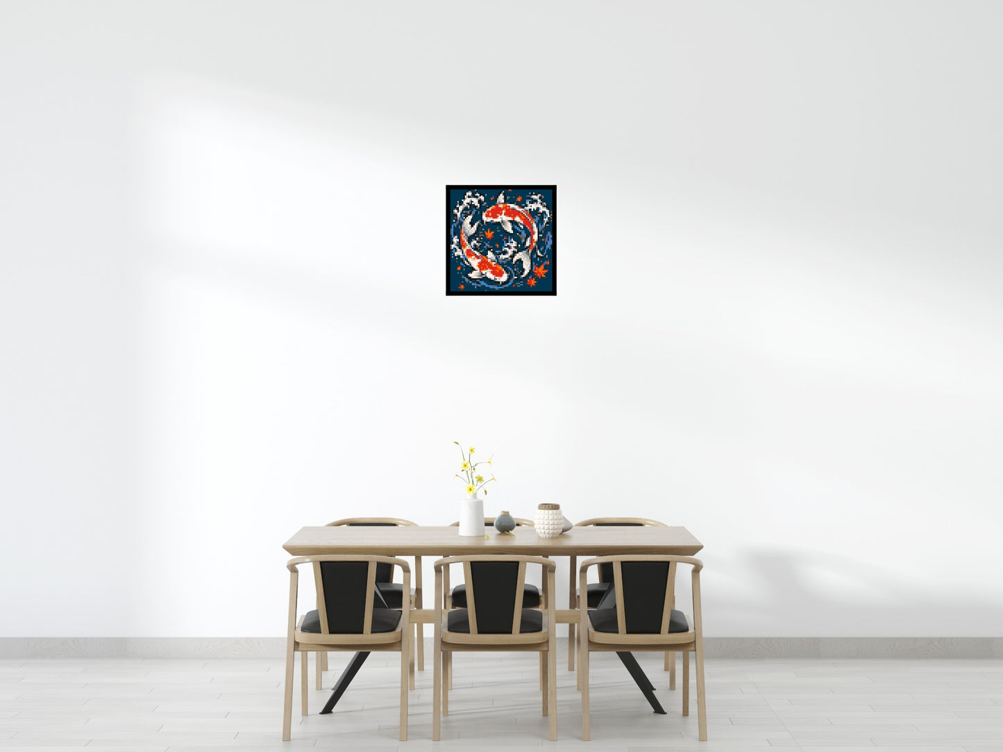 Japanese Ukiyo-e Style Swimming Koi Fish Yin Yang - Brick Art Mosaic Kit 3x3 large