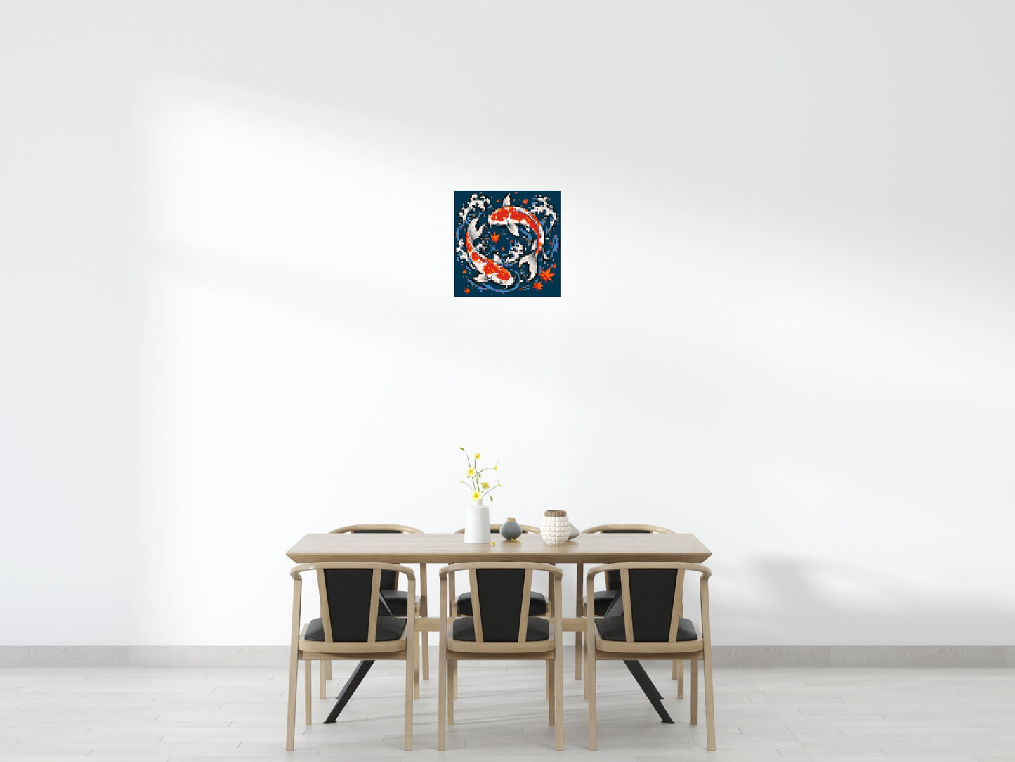 Japanese Ukiyo-e Style Swimming Koi Fish Yin Yang - Brick Art Mosaic Kit 3x3 large