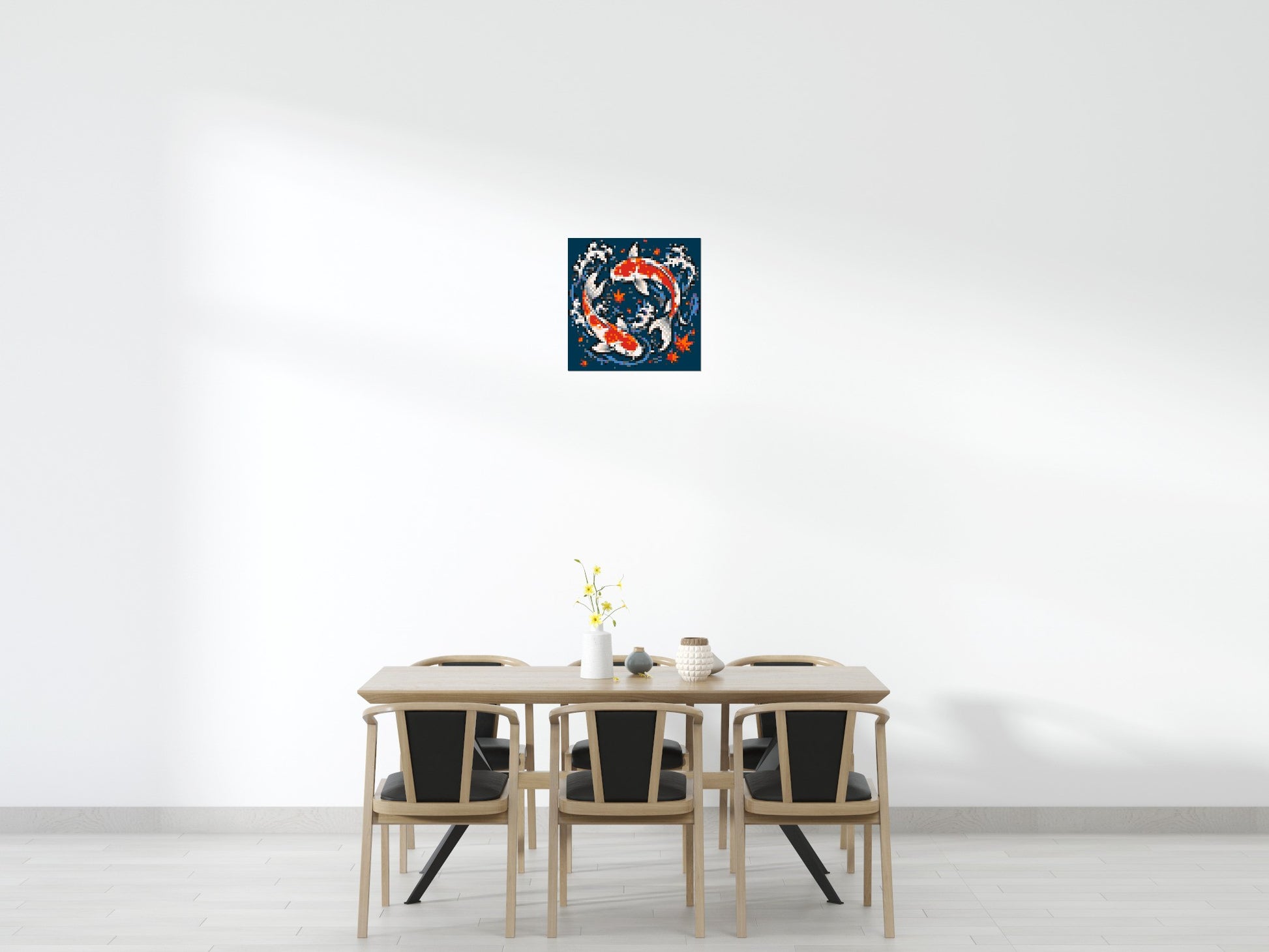 Japanese Ukiyo-e Style Swimming Koi Fish Yin Yang - Brick Art Mosaic Kit 3x3 scene