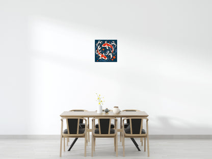 Japanese Ukiyo-e Style Swimming Koi Fish Yin Yang - Brick Art Mosaic Kit 3x3 large