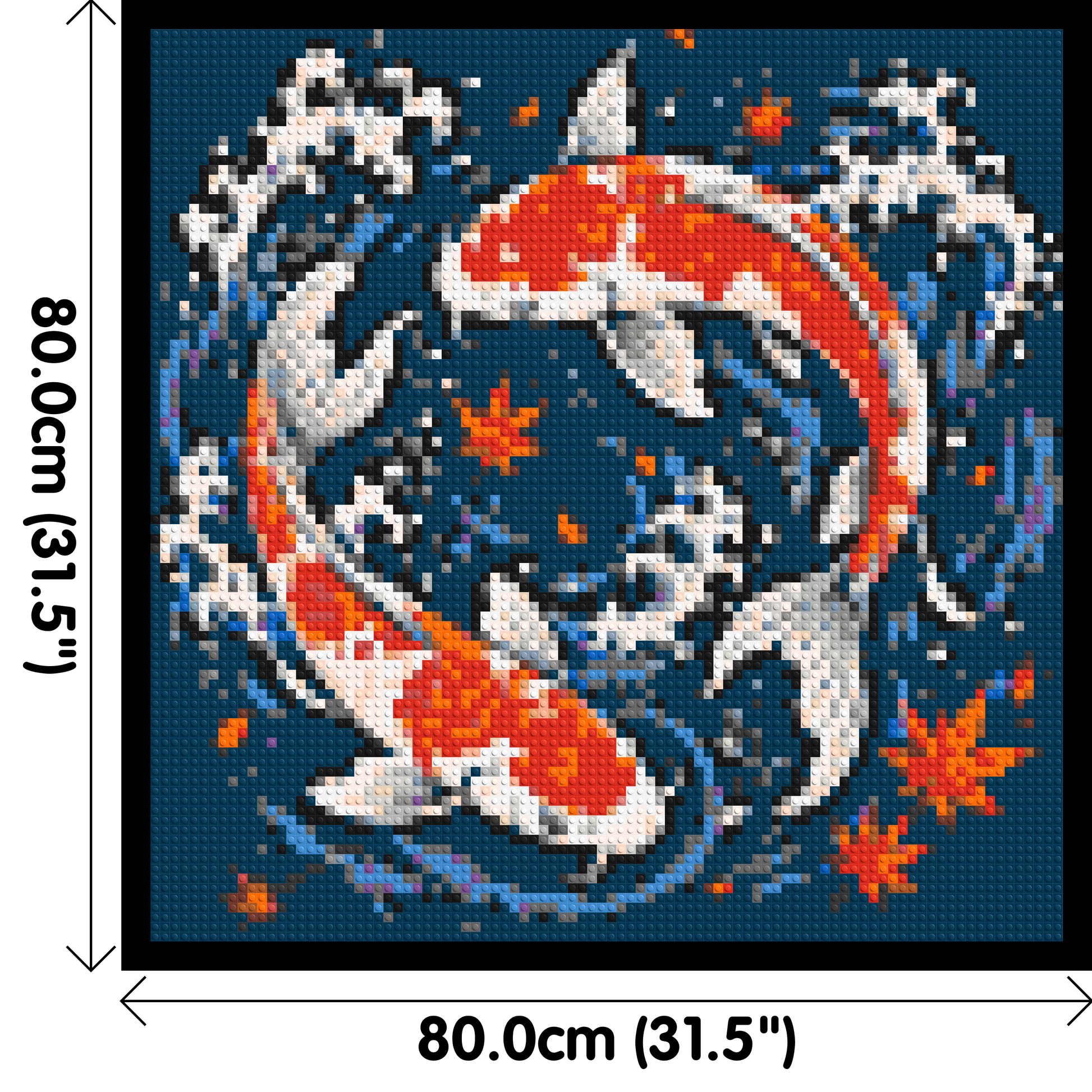 Japanese Ukiyo-e Style Swimming Koi Fish Yin Yang - Brick Art Mosaic Kit 4x4 dimensions with frame