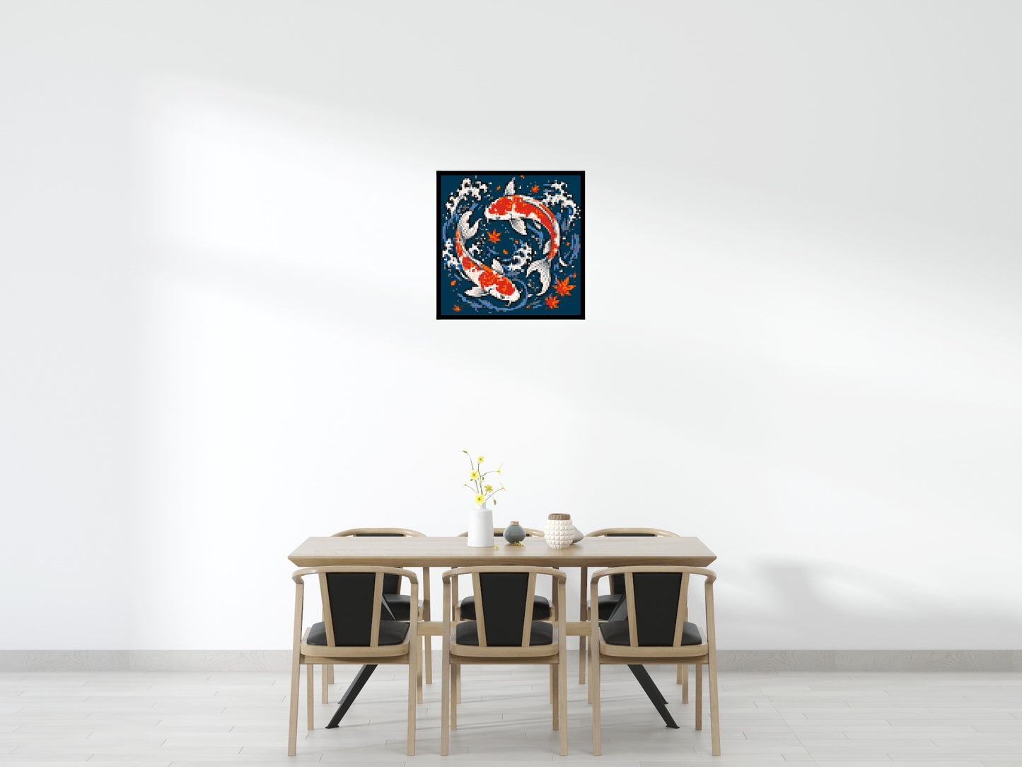 Japanese Ukiyo-e Style Swimming Koi Fish Yin Yang - Brick Art Mosaic Kit 4x4 large