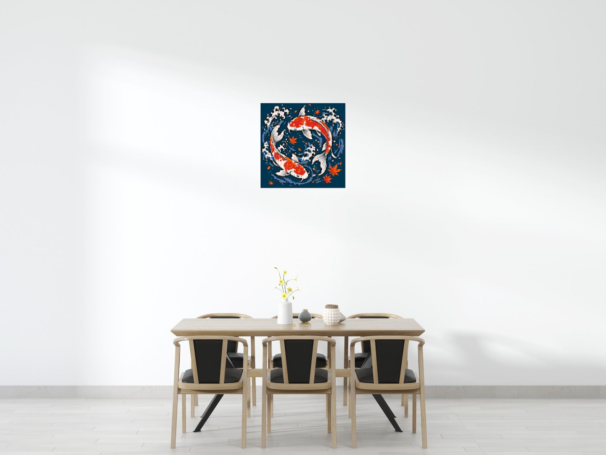 Japanese Ukiyo-e Style Swimming Koi Fish Yin Yang - Brick Art Mosaic Kit 4x4 scene