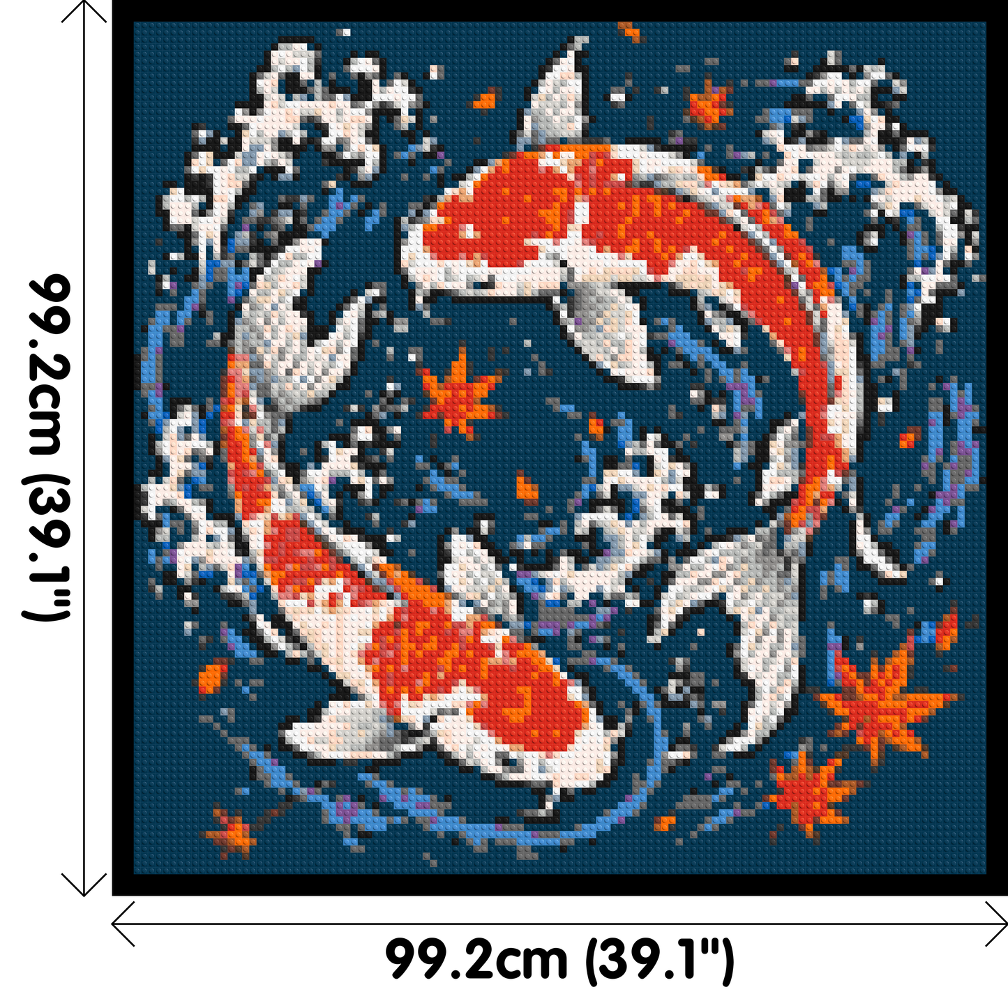 Japanese Ukiyo-e Style Swimming Koi Fish Yin Yang - Brick Art Mosaic Kit 5x5 large