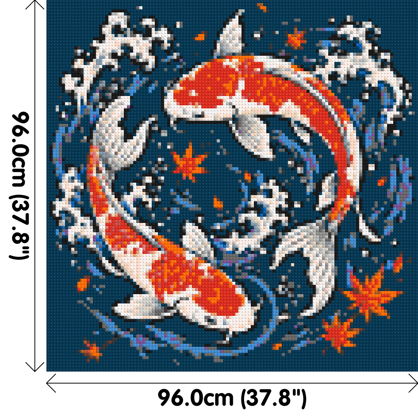 Japanese Ukiyo-e Style Swimming Koi Fish Yin Yang - Brick Art Mosaic Kit 5x5 large