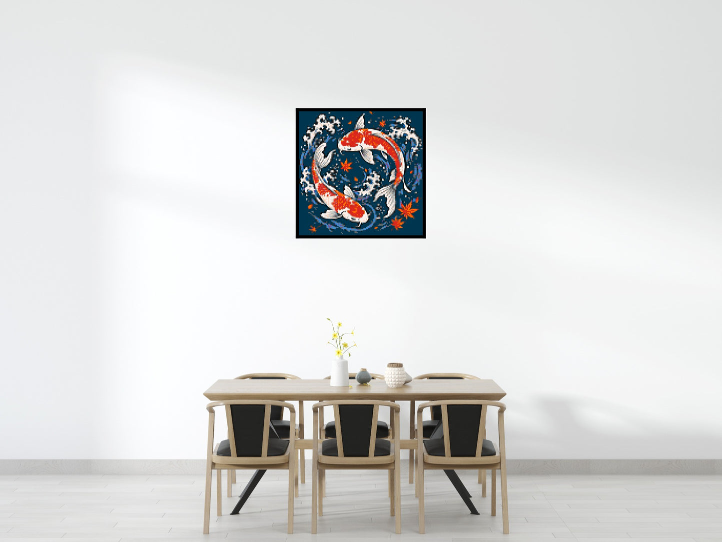 Japanese Ukiyo-e Style Swimming Koi Fish Yin Yang - Brick Art Mosaic Kit 5x5 large