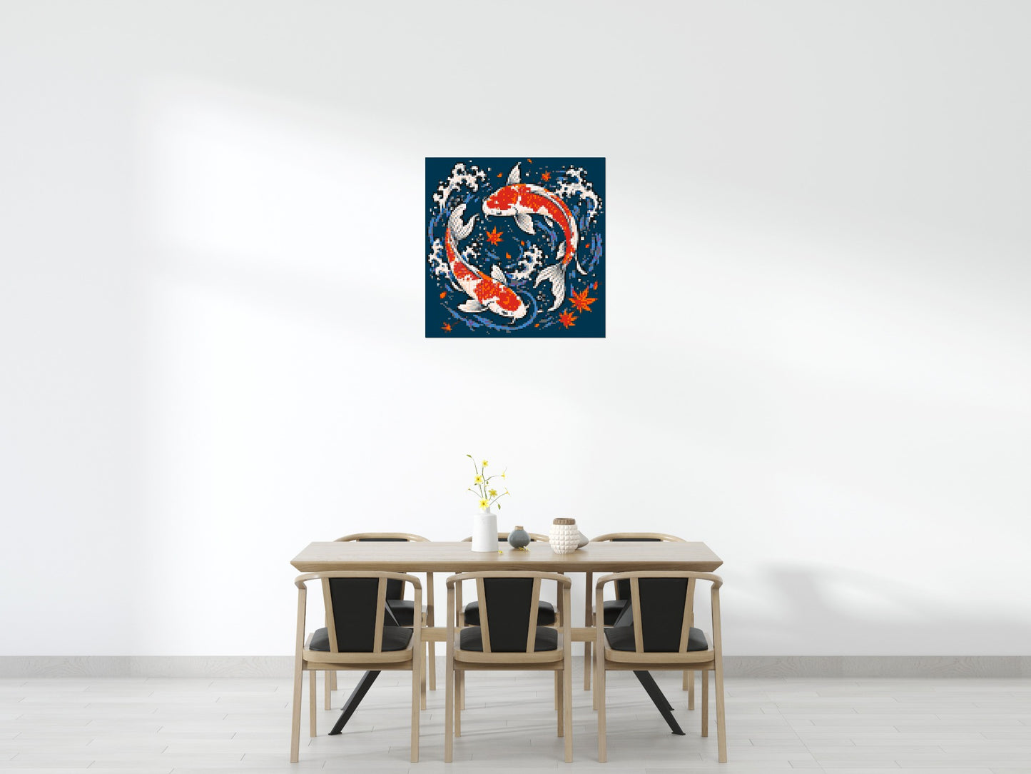 Japanese Ukiyo-e Style Swimming Koi Fish Yin Yang - Brick Art Mosaic Kit 5x5 large