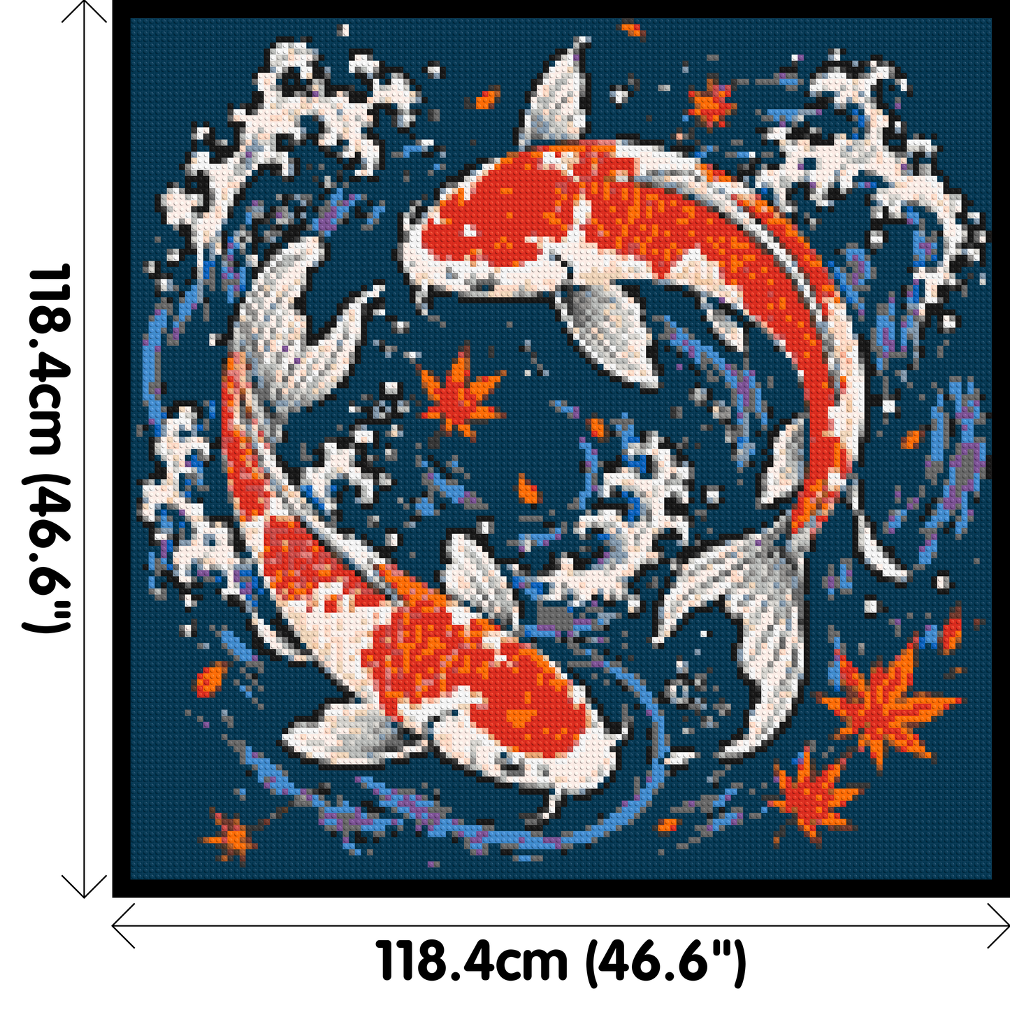 Japanese Ukiyo-e Style Swimming Koi Fish Yin Yang - Brick Art Mosaic Kit 6x6 large