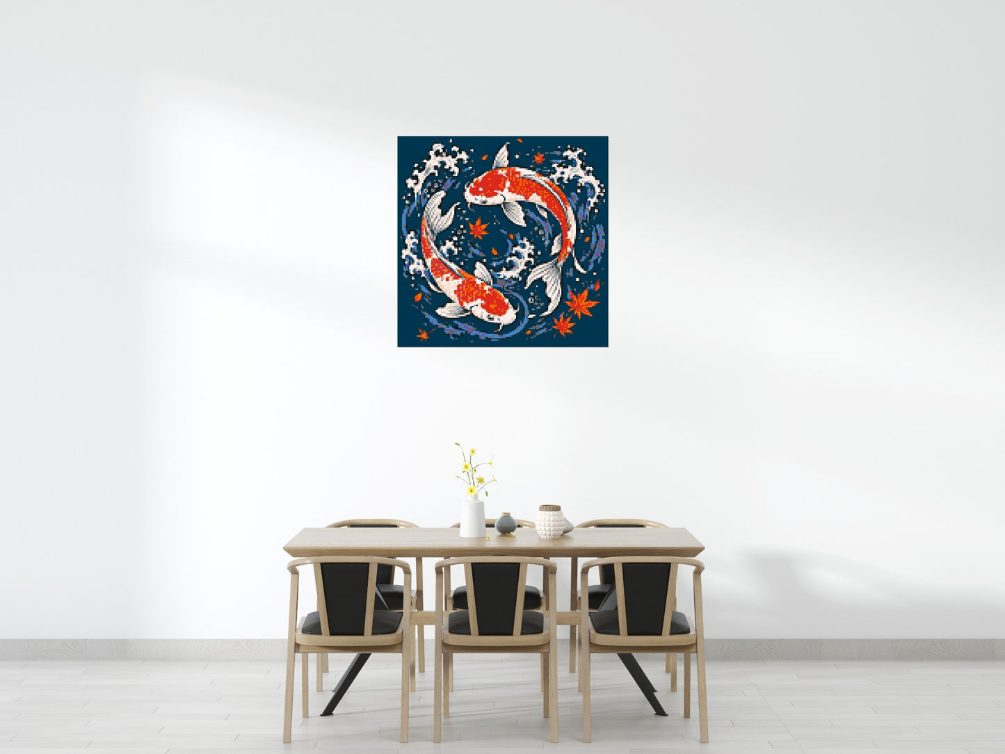 Japanese Ukiyo-e Style Swimming Koi Fish Yin Yang - Brick Art Mosaic Kit 6x6 large