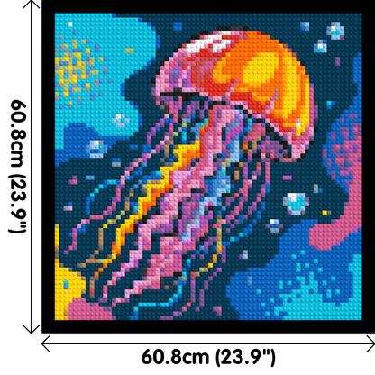 Luminous Deep Sea Jellyfish Pop Art - Brick Art Mosaic Kit 3x3 large