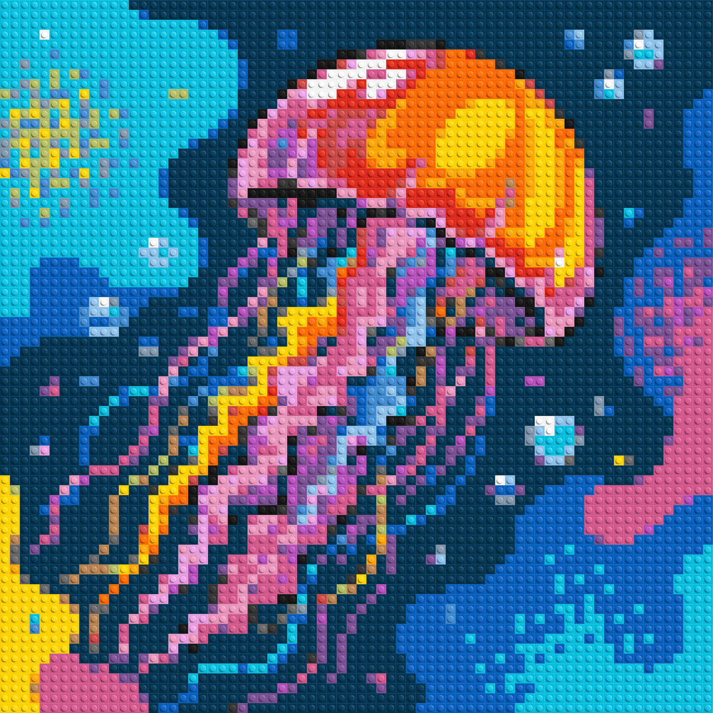 Luminous Deep Sea Jellyfish Pop Art - Brick Art Mosaic Kit 3x3 large