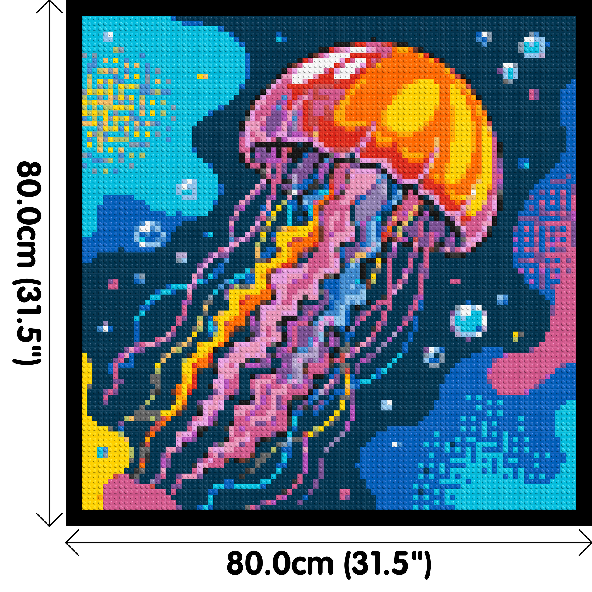 Luminous Deep Sea Jellyfish Pop Art - Brick Art Mosaic Kit 4x4 dimensions with frame