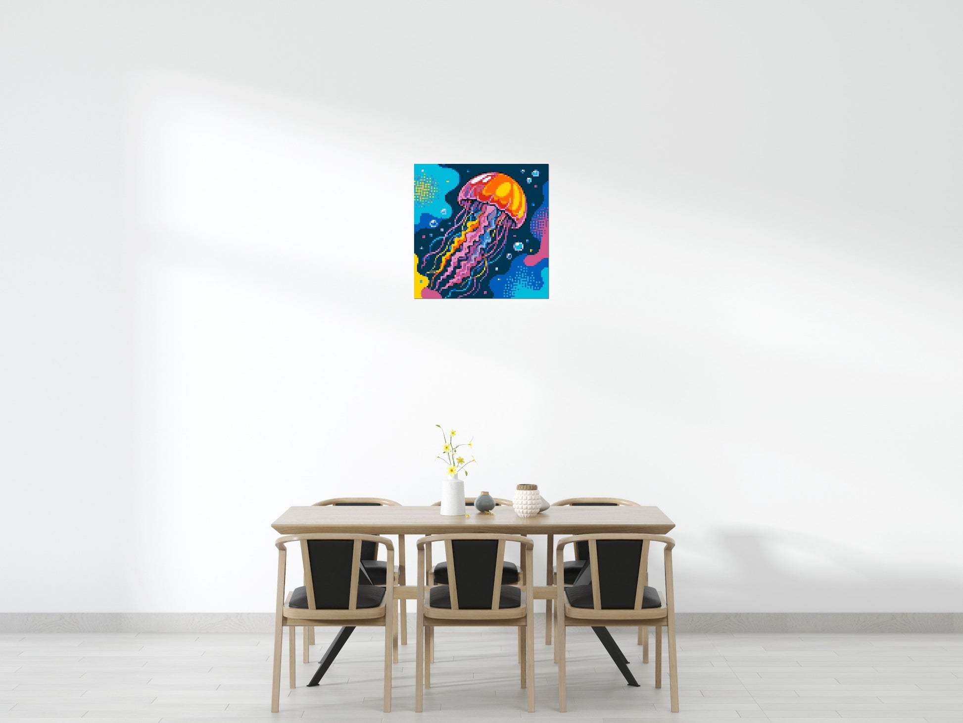 Luminous Deep Sea Jellyfish Pop Art - Brick Art Mosaic Kit 4x4 scene
