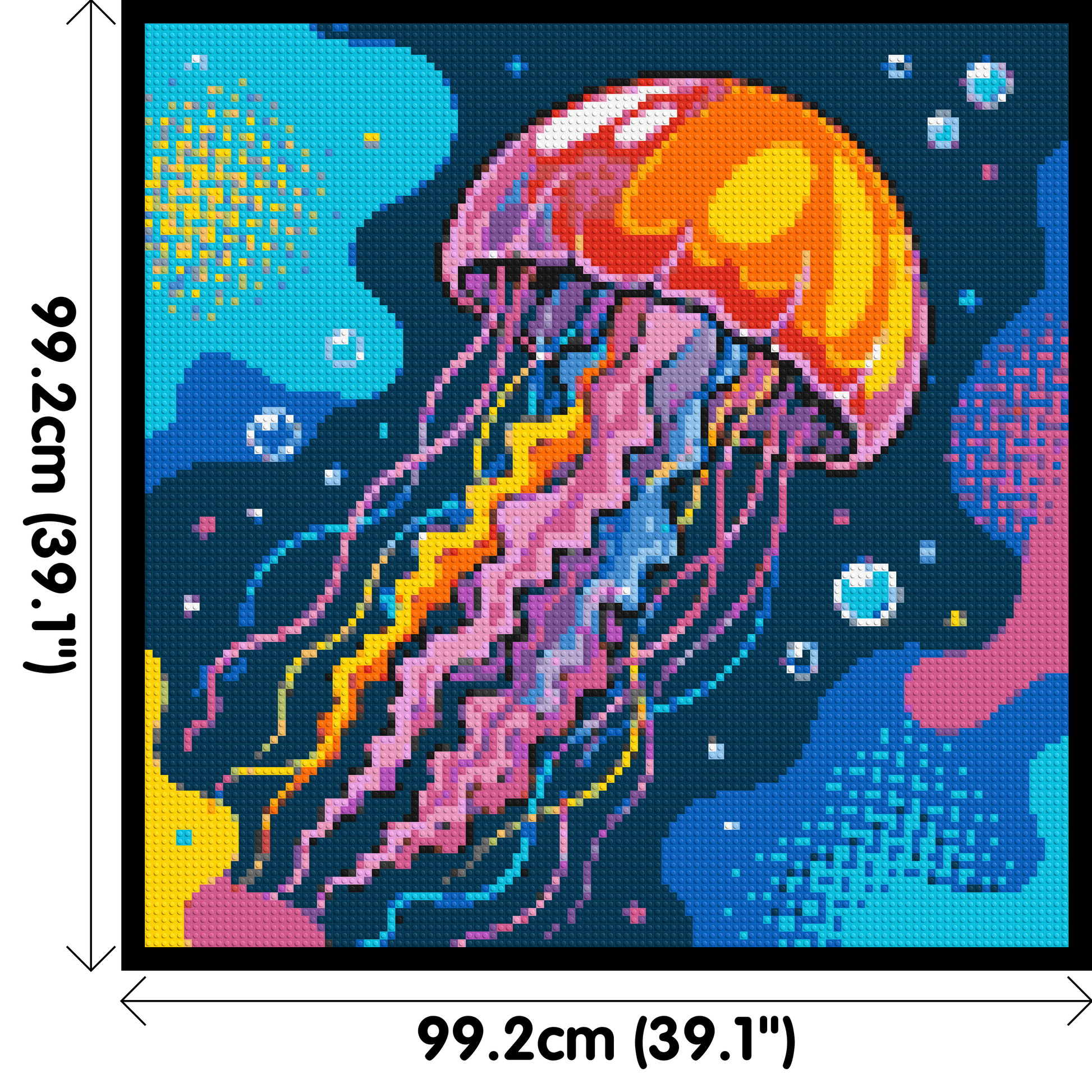 Luminous Deep Sea Jellyfish Pop Art - Brick Art Mosaic Kit 5x5 dimensions with frame