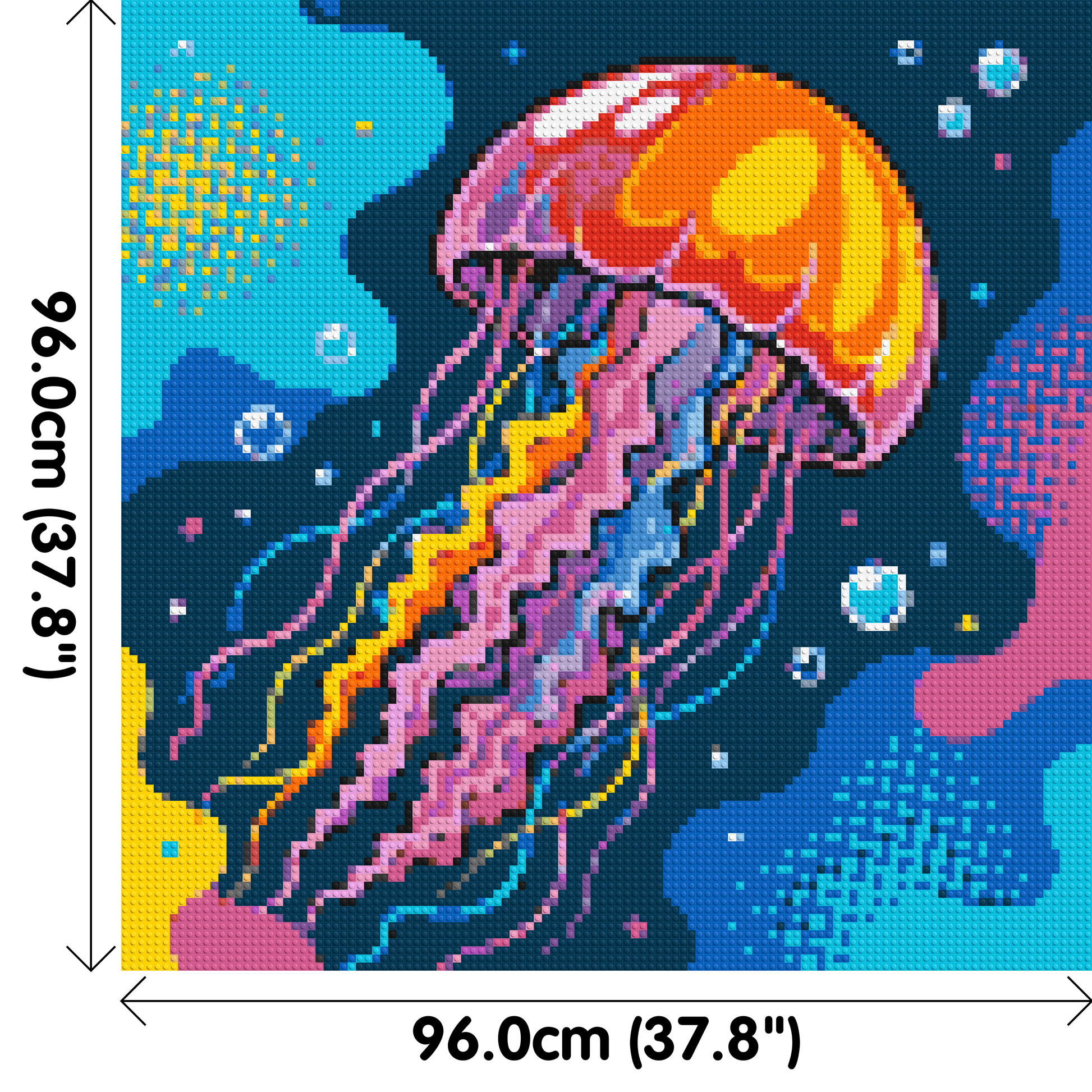 Luminous Deep Sea Jellyfish Pop Art - Brick Art Mosaic Kit 5x5 dimensions