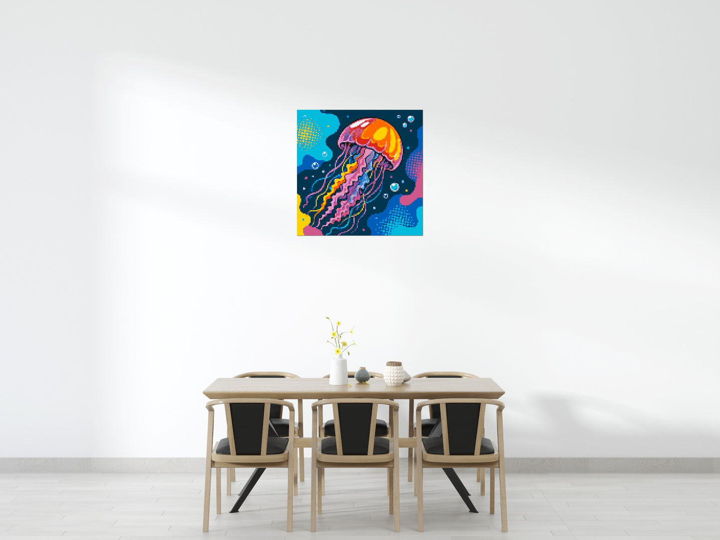 Luminous Deep Sea Jellyfish Pop Art - Brick Art Mosaic Kit 5x5 large
