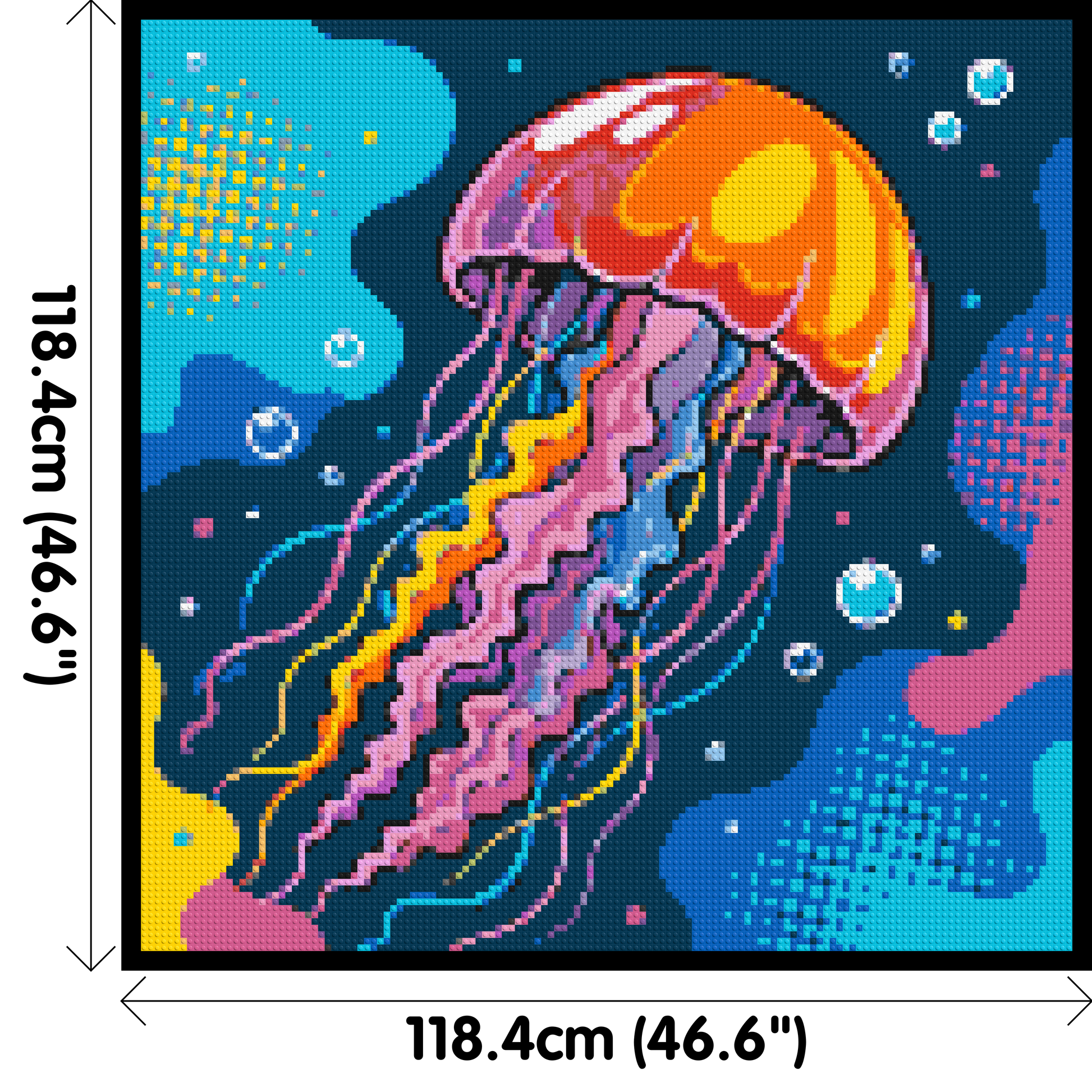 Luminous Deep Sea Jellyfish Pop Art - Brick Art Mosaic Kit 6x6 dimensions with frame